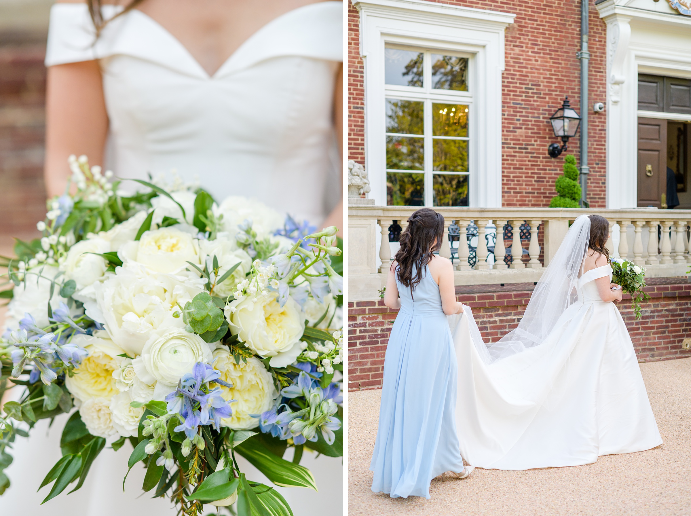 Light Blue Spring Wedding Day at Oxon Hill Manor in Maryland Photographed by Baltimore Wedding Photographer Cait Kramer Photography