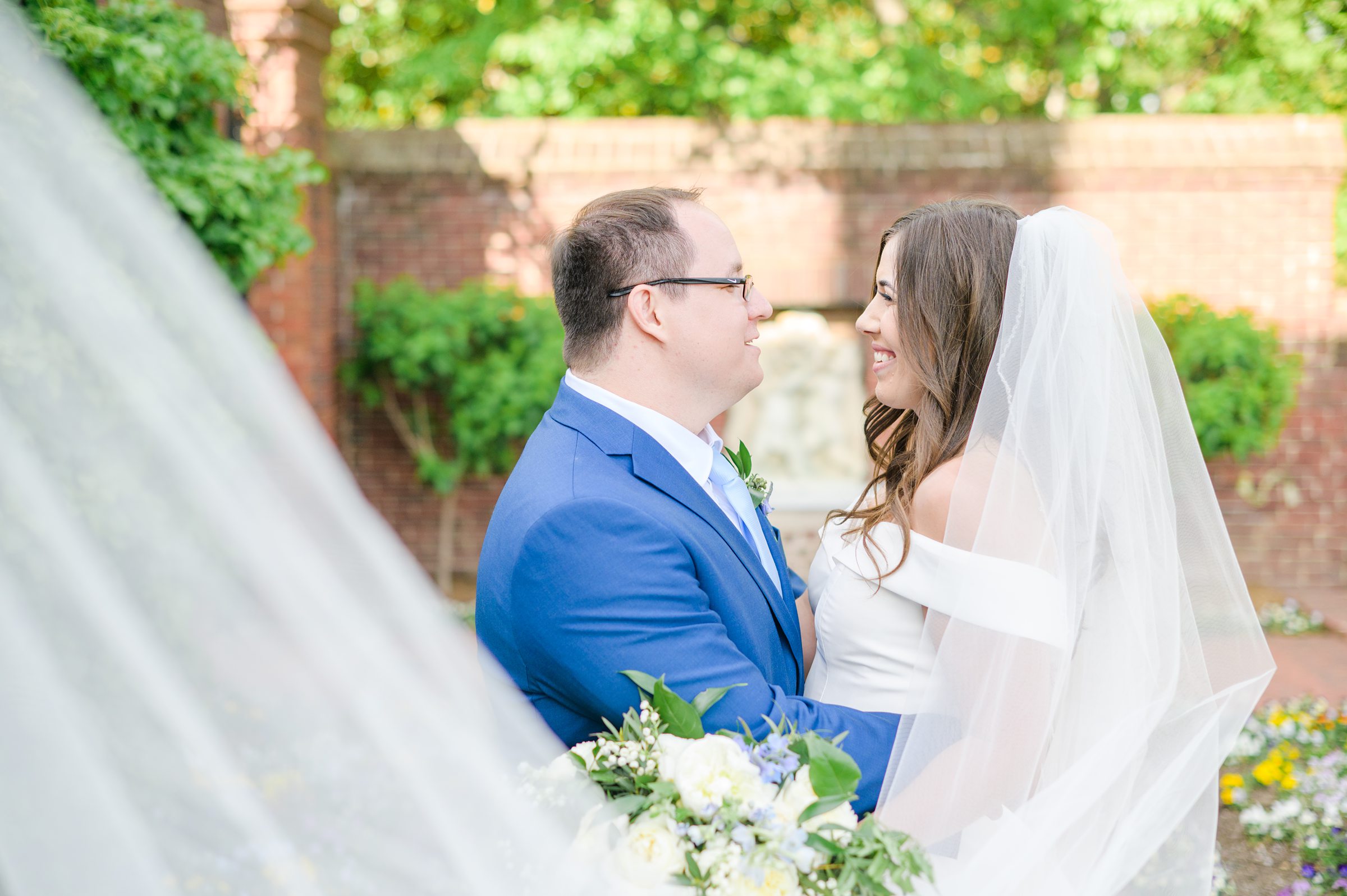 Light Blue Spring Wedding Day at Oxon Hill Manor in Maryland Photographed by Baltimore Wedding Photographer Cait Kramer Photography