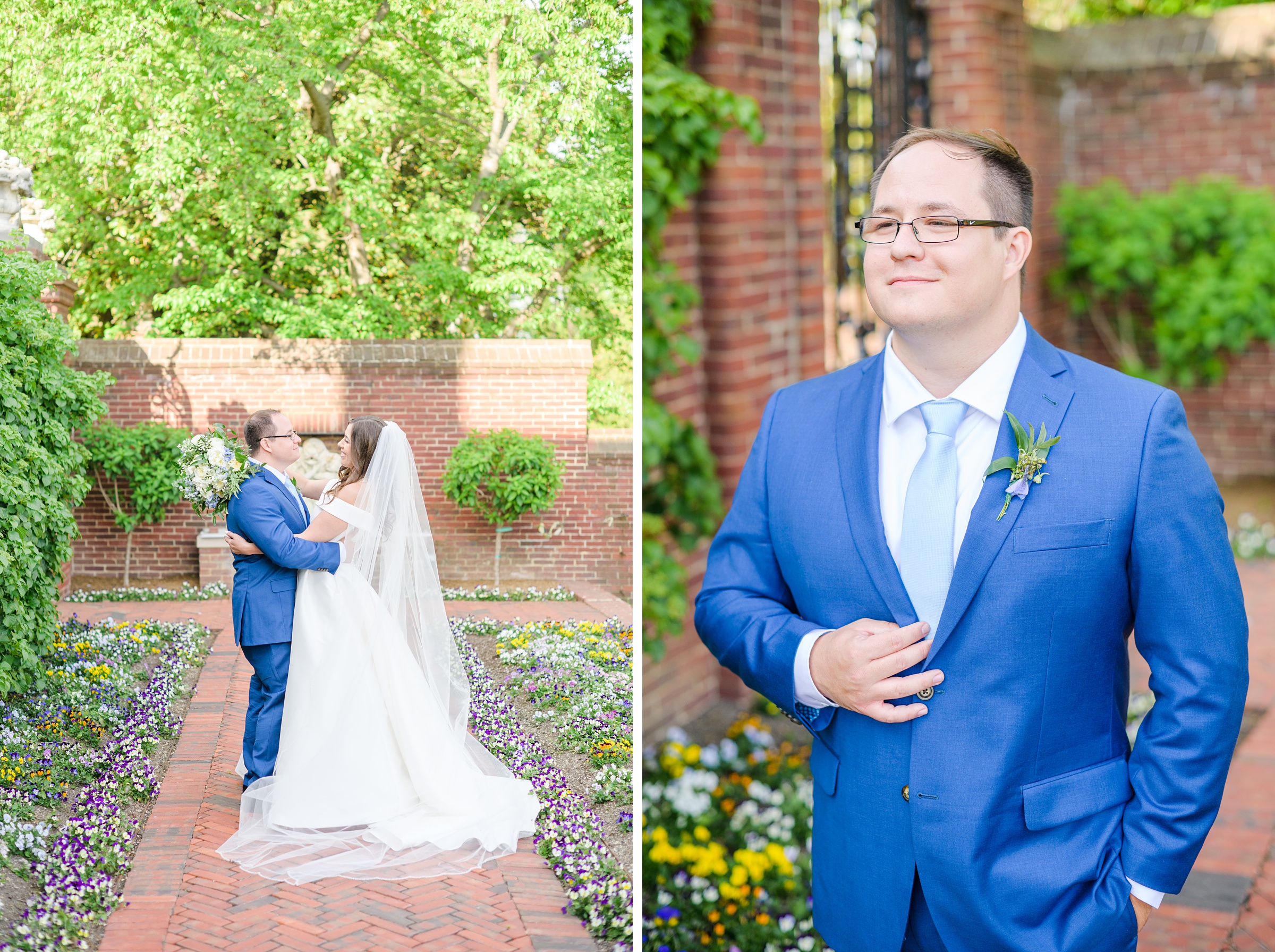 Light Blue Spring Wedding Day at Oxon Hill Manor in Maryland Photographed by Baltimore Wedding Photographer Cait Kramer Photography