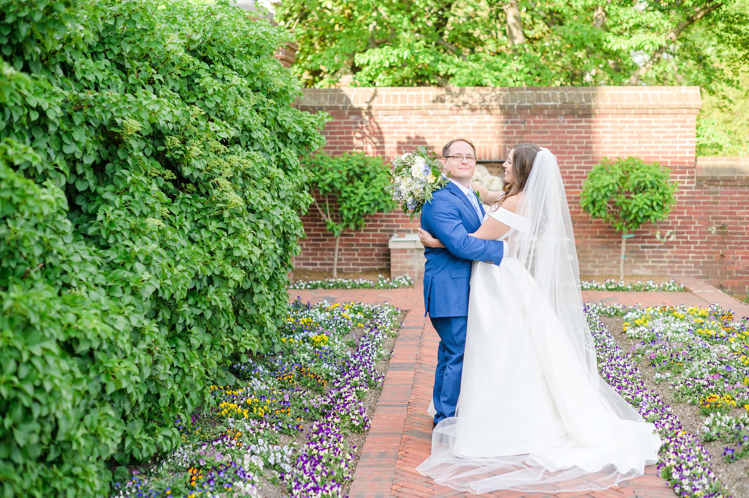 Light Blue Spring Wedding Day at Oxon Hill Manor in Maryland Photographed by Baltimore Wedding Photographer Cait Kramer Photography