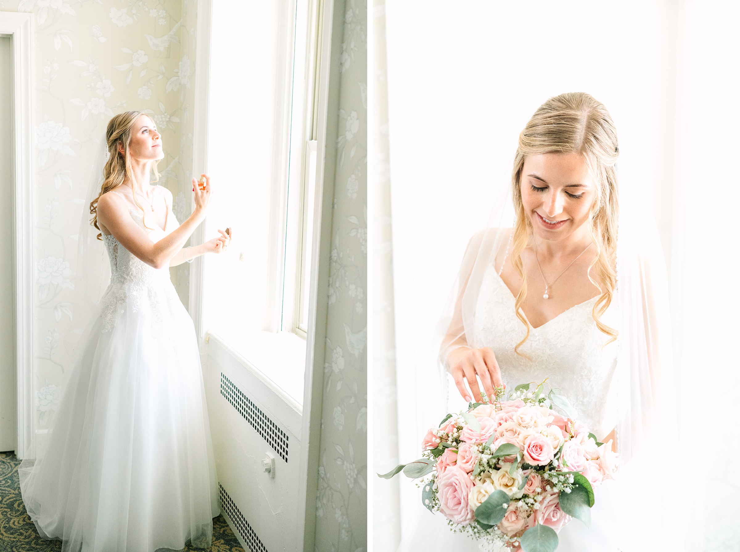 Blush and Slate Blue summer wedding day at Bluestone Country Club Photographed by Baltimore Wedding Photographer Cait Kramer Photography