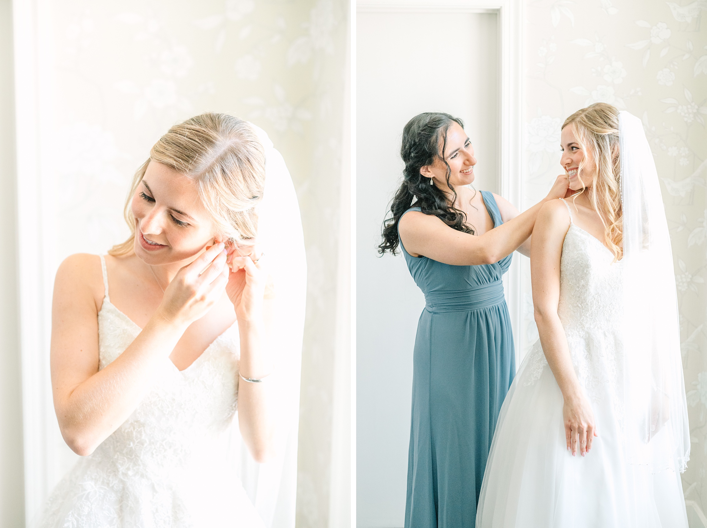 Blush and Slate Blue summer wedding day at Bluestone Country Club Photographed by Baltimore Wedding Photographer Cait Kramer Photography