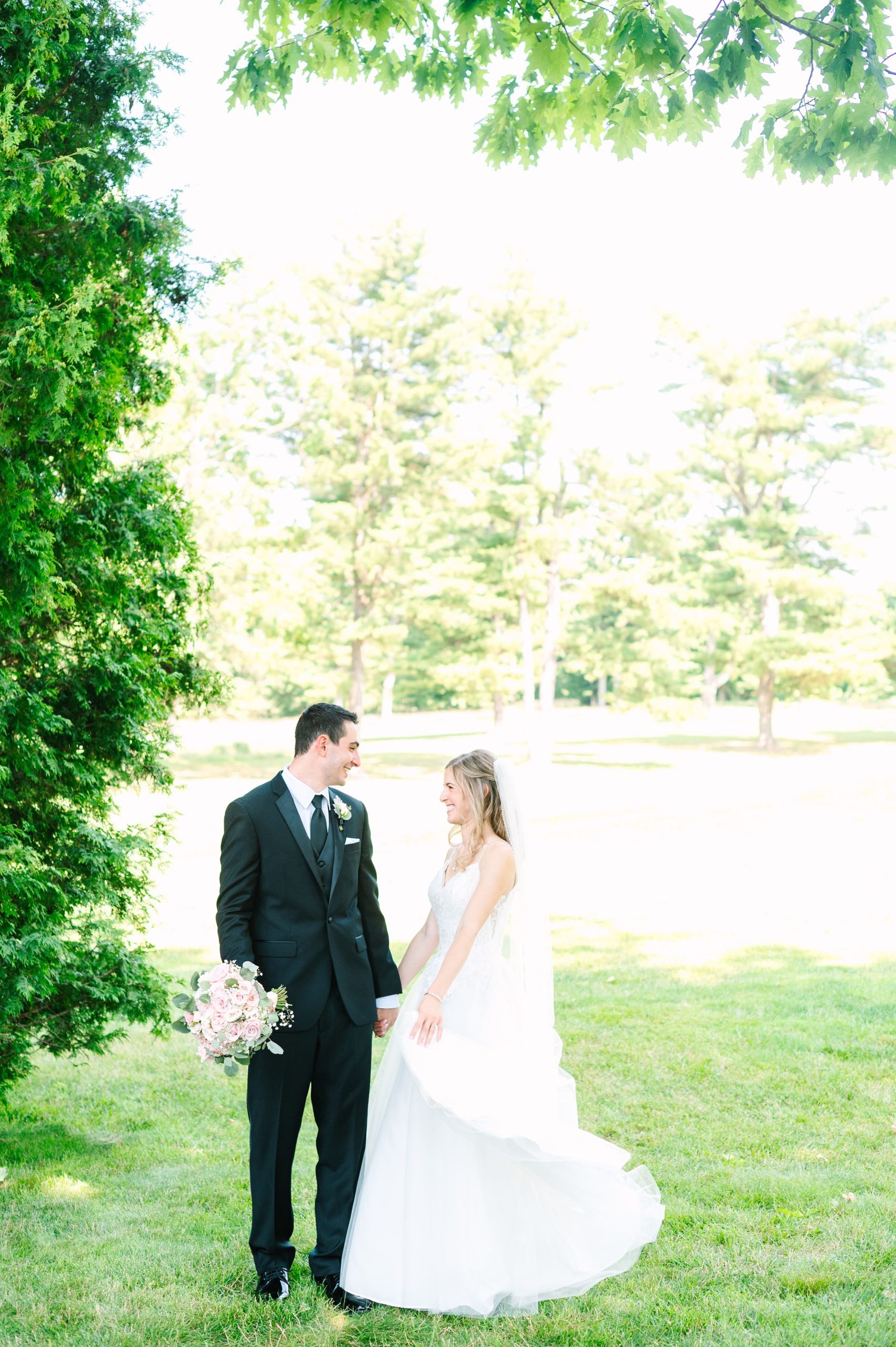 Blush and Slate Blue summer wedding day at Bluestone Country Club Photographed by Baltimore Wedding Photographer Cait Kramer Photography