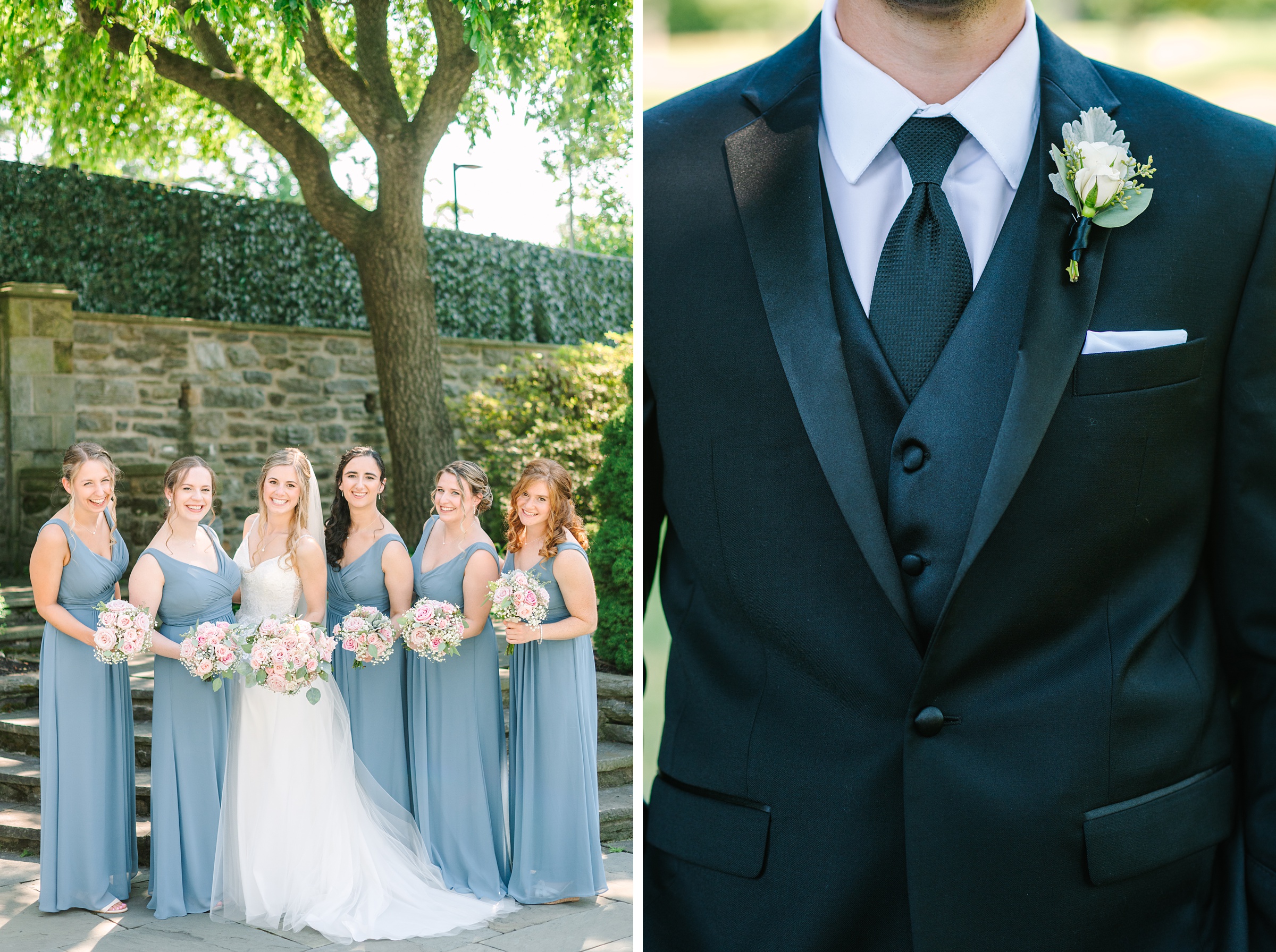 Blush and Slate Blue summer wedding day at Bluestone Country Club Photographed by Baltimore Wedding Photographer Cait Kramer Photography