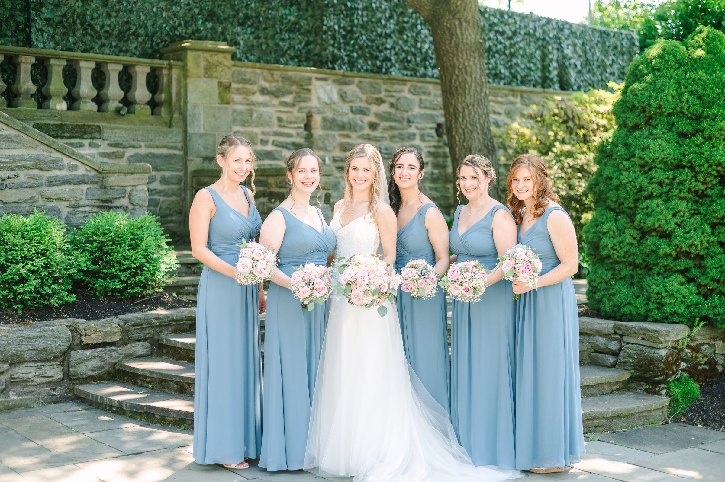 Blush and Slate Blue summer wedding day at Bluestone Country Club Photographed by Baltimore Wedding Photographer Cait Kramer Photography