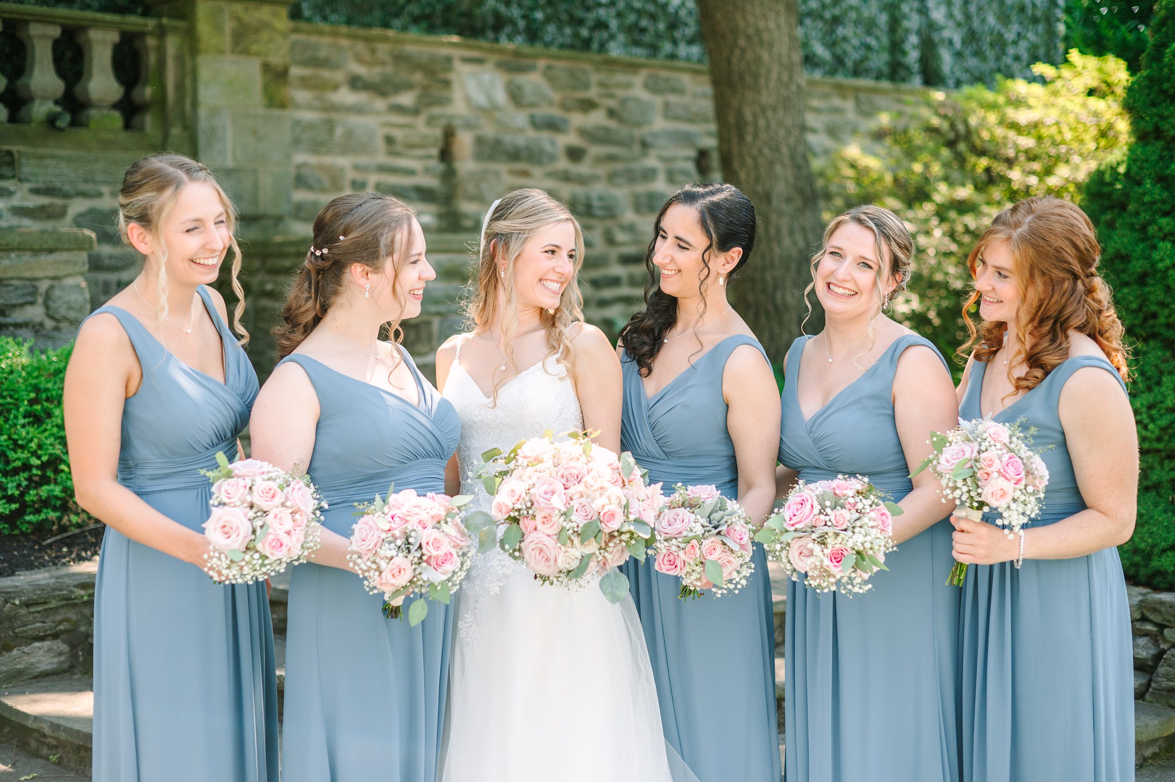 Blush and Slate Blue summer wedding day at Bluestone Country Club Photographed by Baltimore Wedding Photographer Cait Kramer Photography