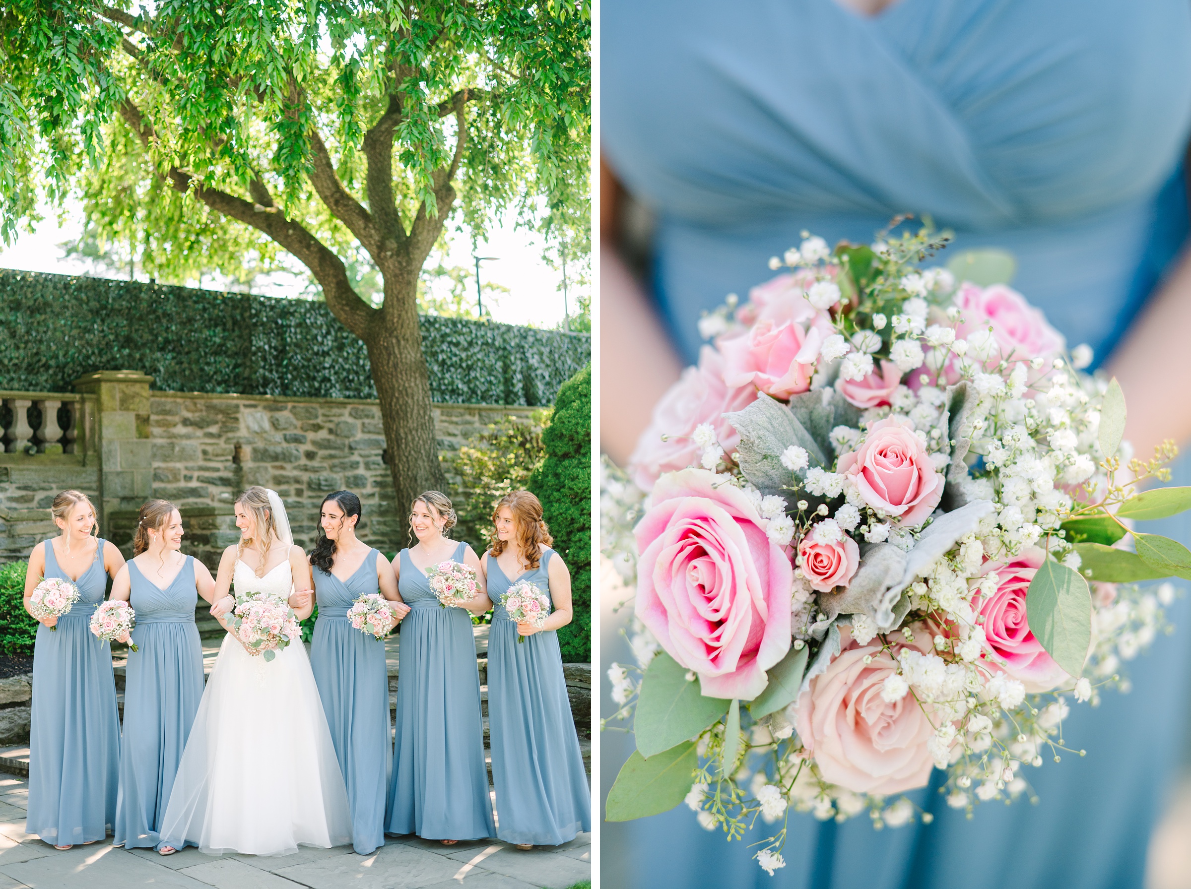 Blush and Slate Blue summer wedding day at Bluestone Country Club Photographed by Baltimore Wedding Photographer Cait Kramer Photography