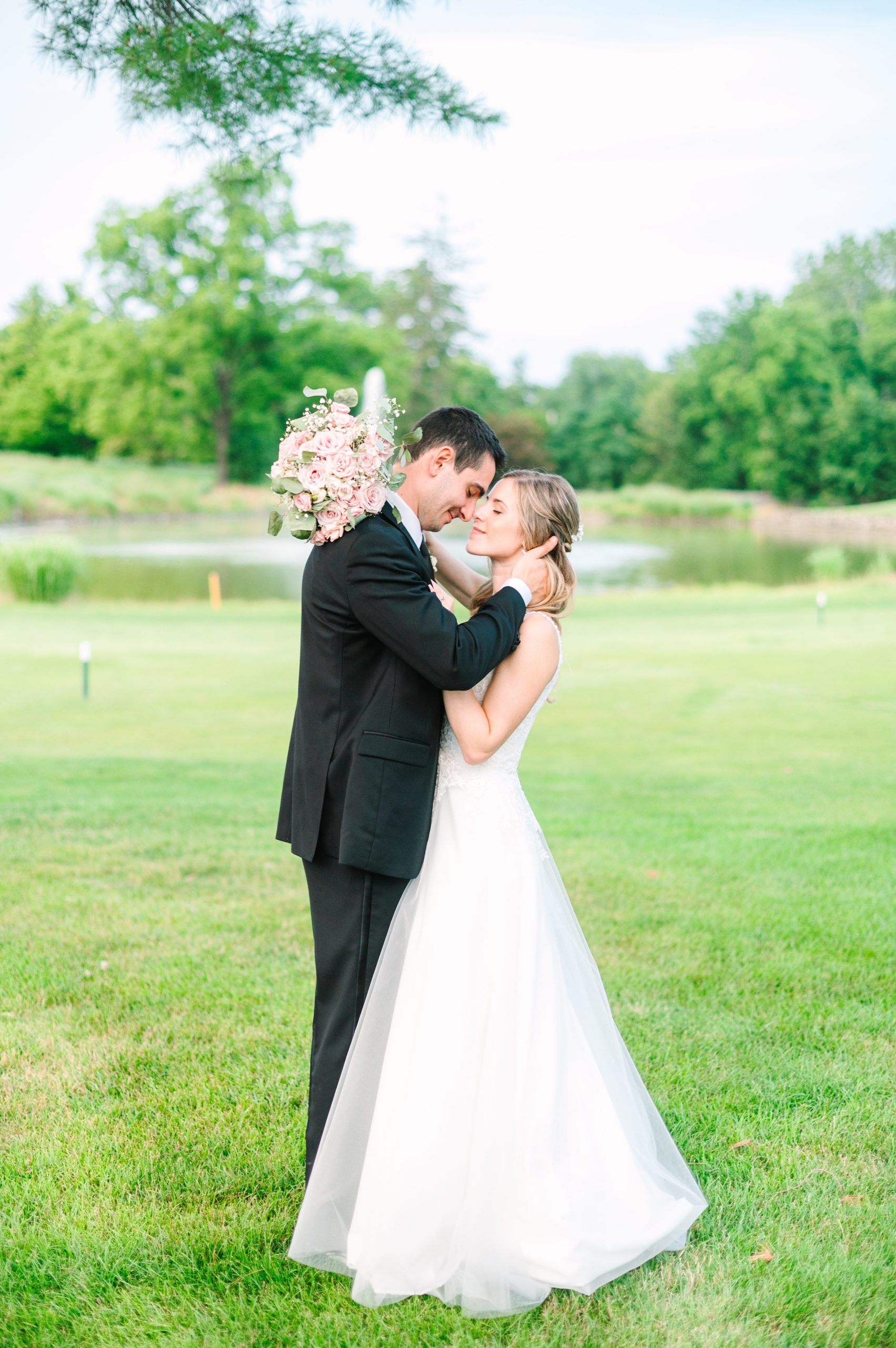 Blush and Slate Blue summer wedding day at Bluestone Country Club Photographed by Baltimore Wedding Photographer Cait Kramer Photography