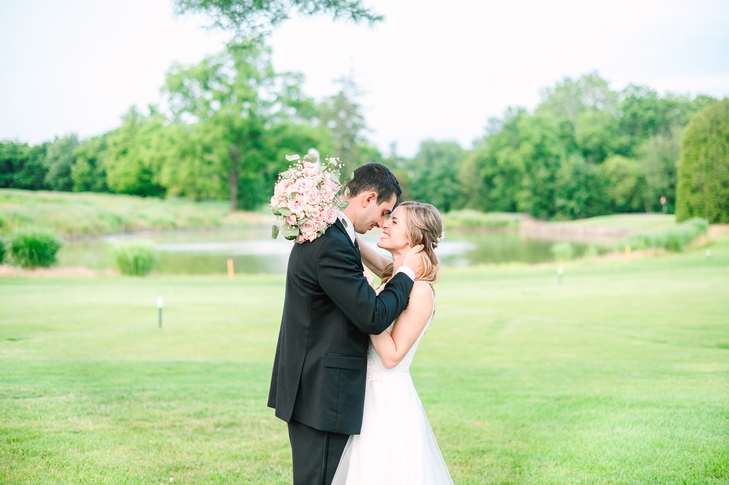 Blush and Slate Blue summer wedding day at Bluestone Country Club Photographed by Baltimore Wedding Photographer Cait Kramer Photography