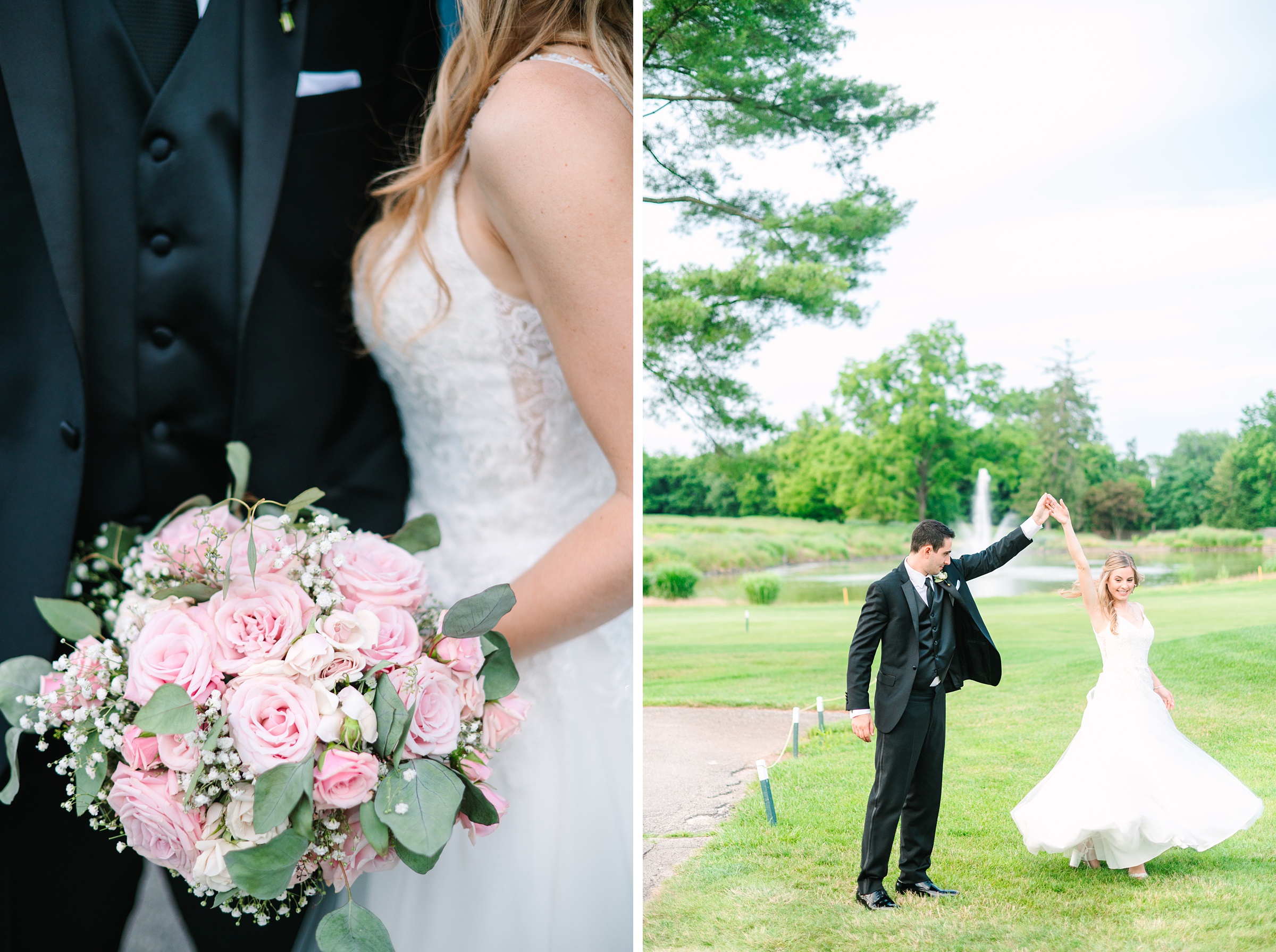 Blush and Slate Blue summer wedding day at Bluestone Country Club Photographed by Baltimore Wedding Photographer Cait Kramer Photography