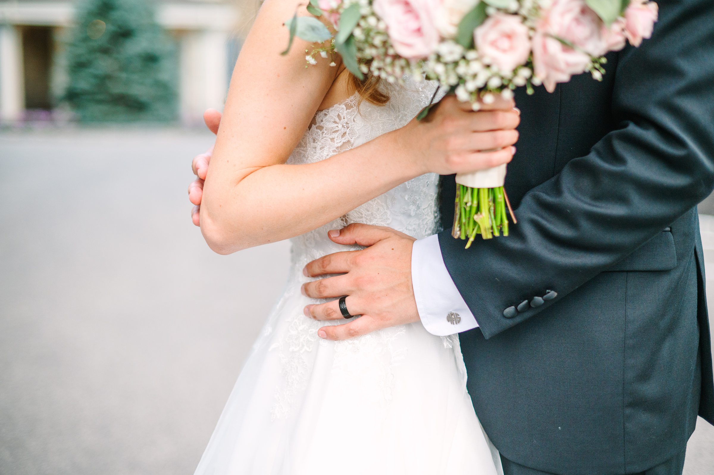 Blush and Slate Blue summer wedding day at Bluestone Country Club Photographed by Baltimore Wedding Photographer Cait Kramer Photography