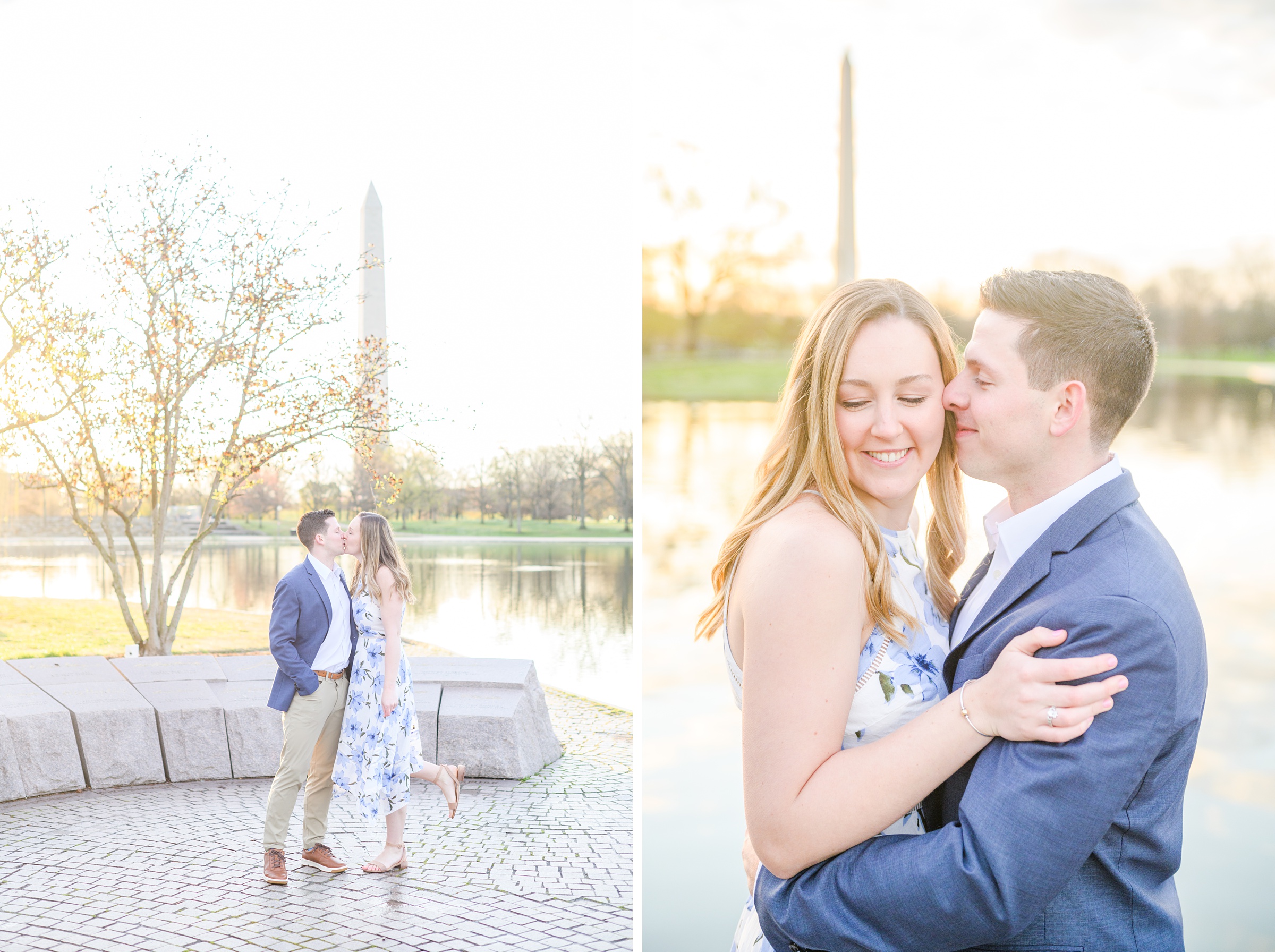 Beautiful engagement session on the water at Constitution Gardens in Washington, DC by Maryland Wedding Photographer Cait Kramer Photography