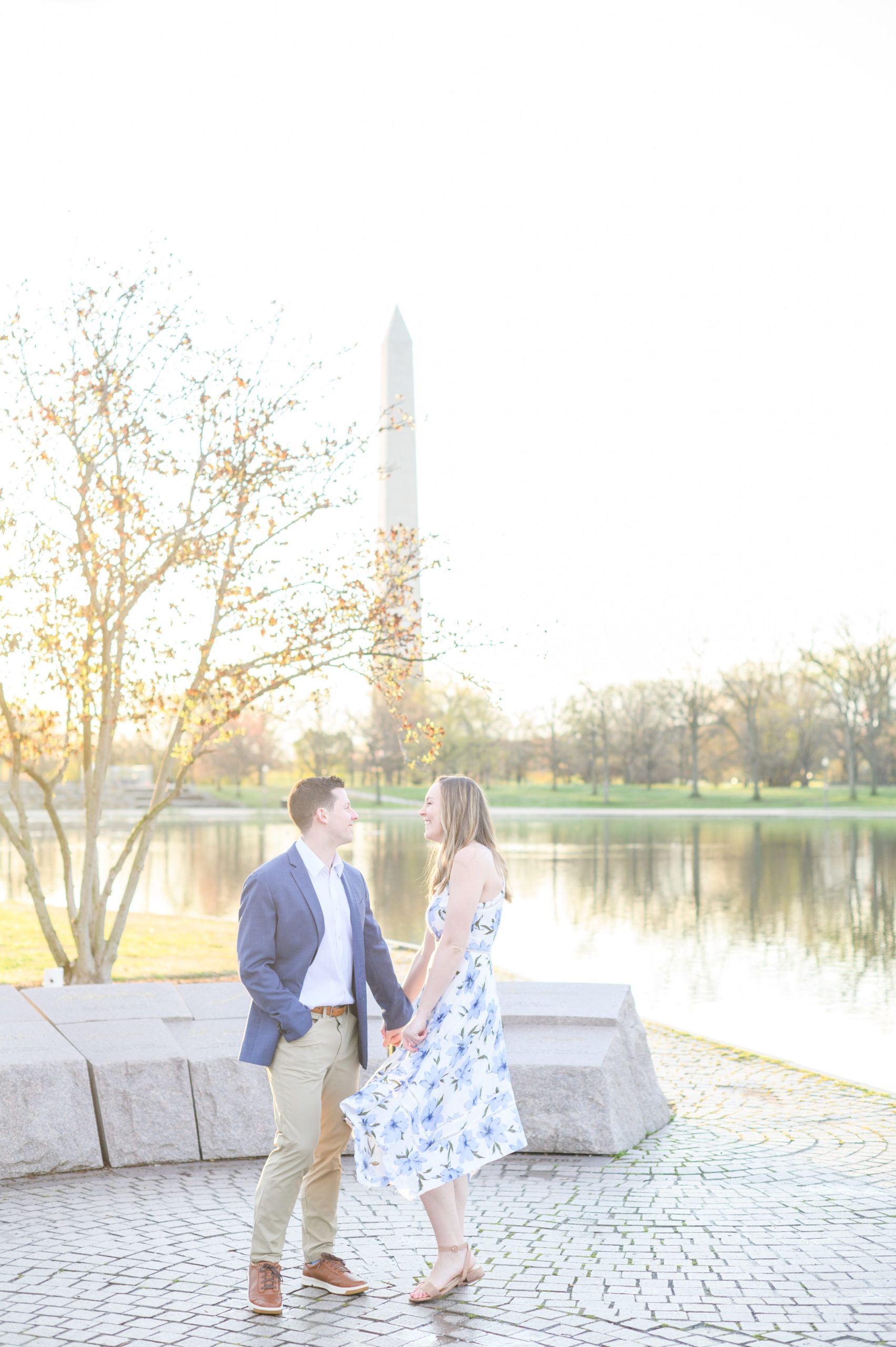 Beautiful engagement session on the water at Constitution Gardens in Washington, DC by Maryland Wedding Photographer Cait Kramer Photography