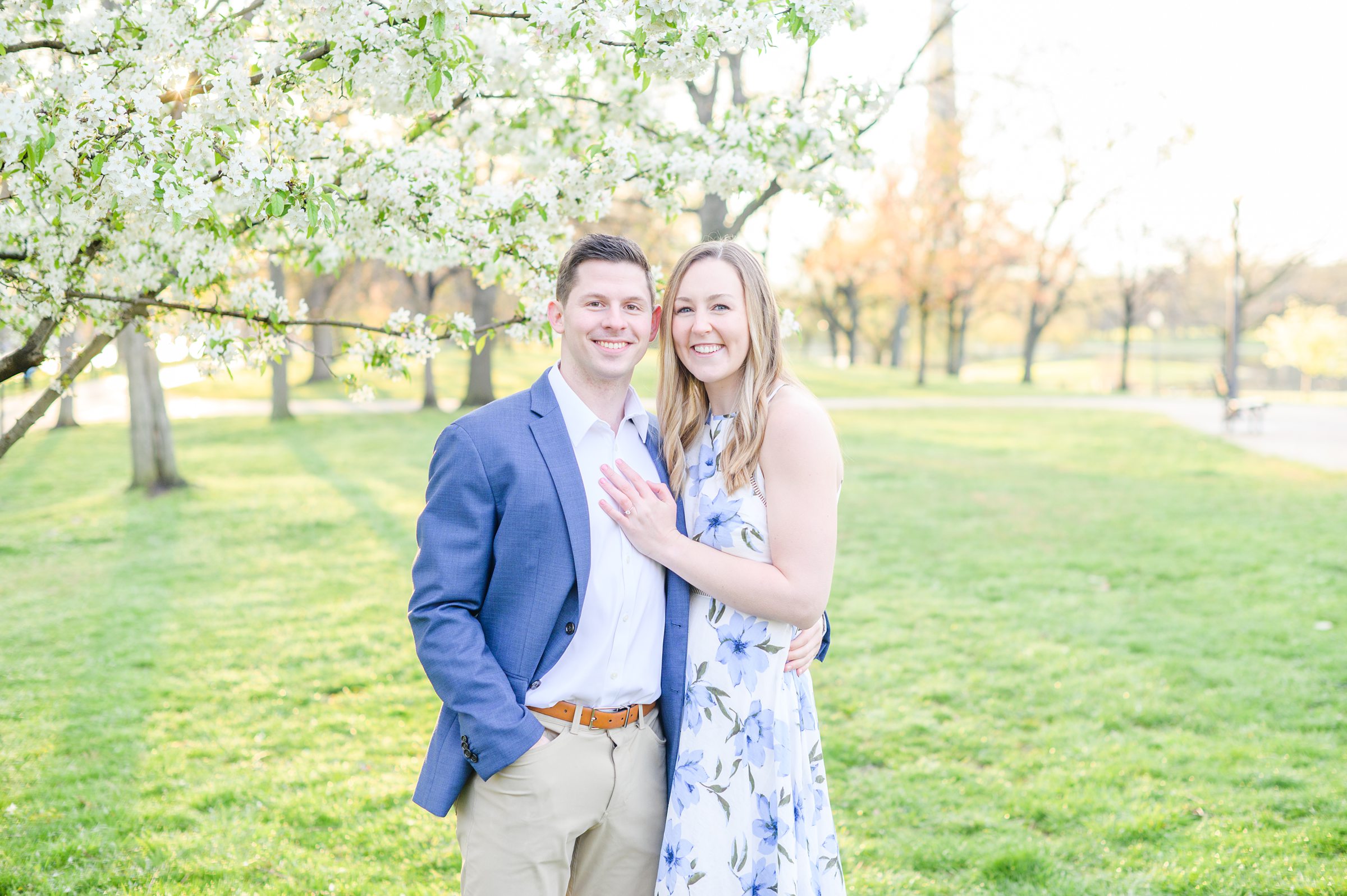 Beautiful engagement session with spring blossoms at Constitution Gardens in Washington, DC by Maryland Wedding Photographer Cait Kramer Photography