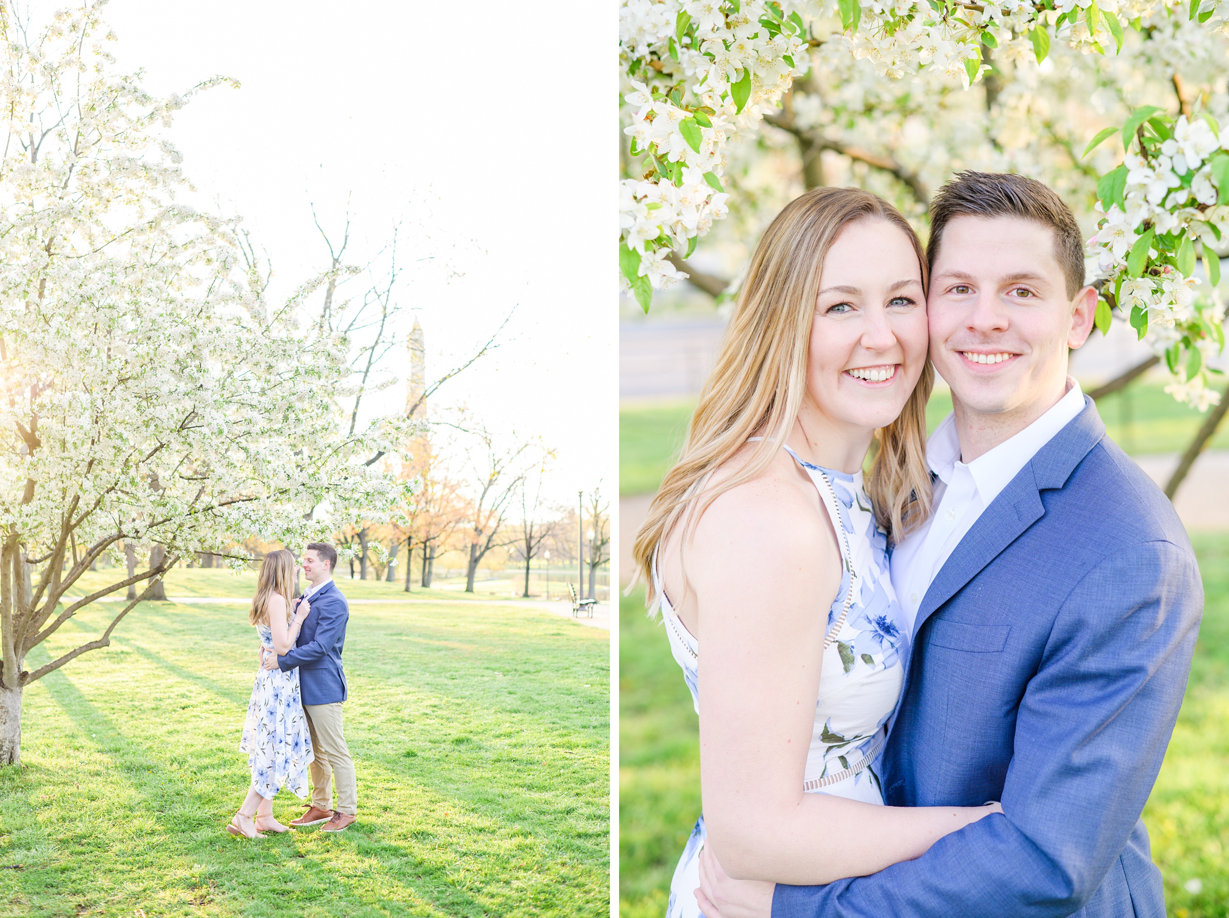 Beautiful engagement session with spring blossoms at Constitution Gardens in Washington, DC by Maryland Wedding Photographer Cait Kramer Photography