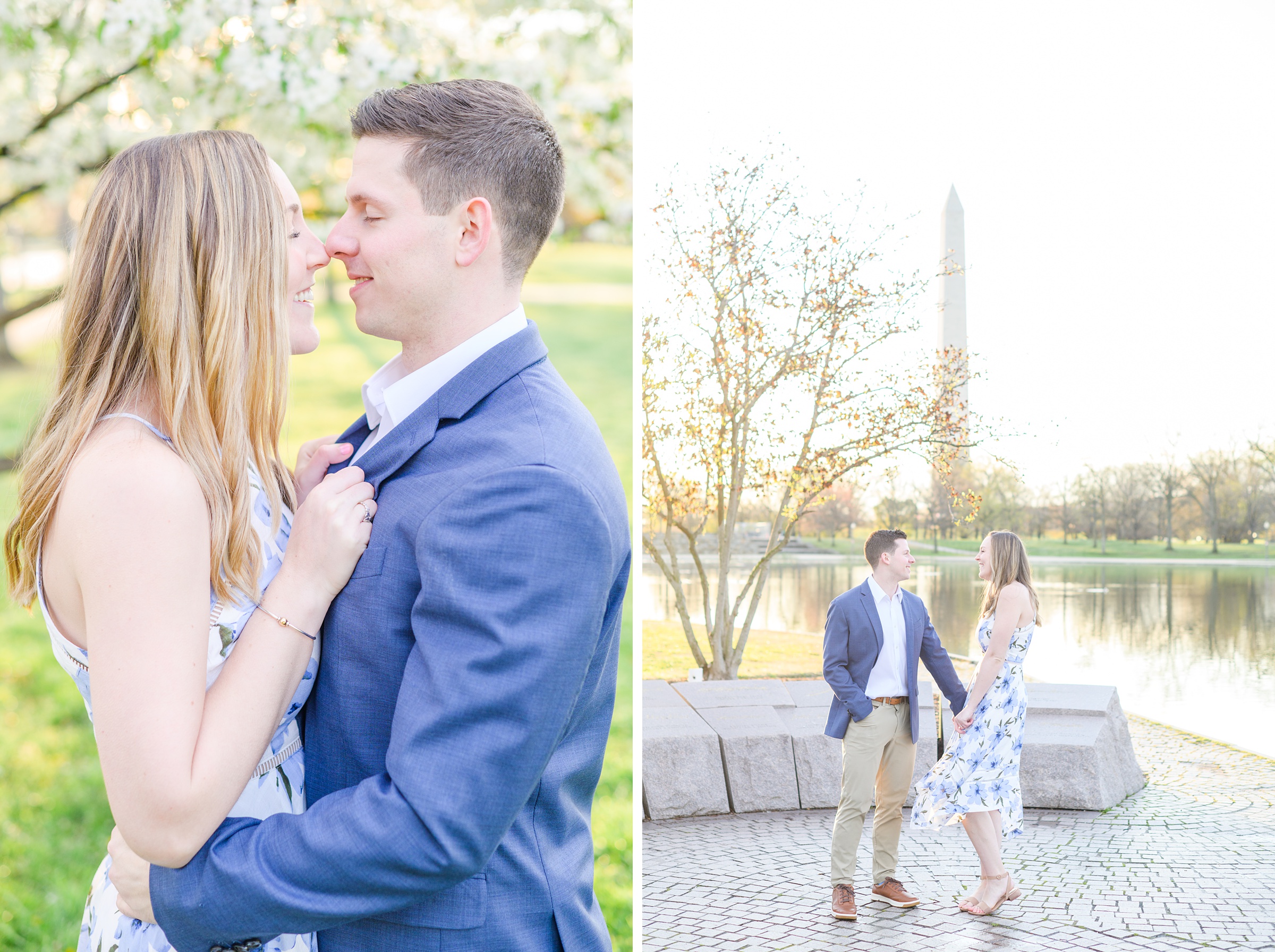 Beautiful engagement session with spring blossoms at Constitution Gardens in Washington, DC by Maryland Wedding Photographer Cait Kramer Photography