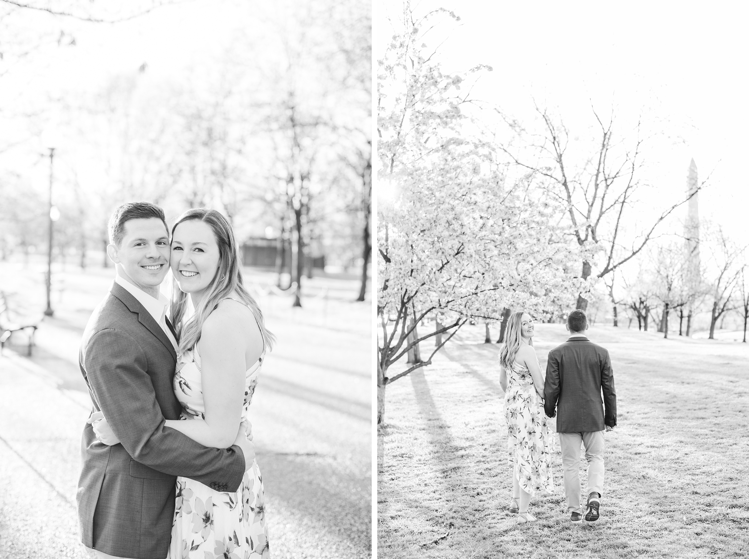 Beautiful engagement session with spring blossoms at Constitution Gardens in Washington, DC by Maryland Wedding Photographer Cait Kramer Photography