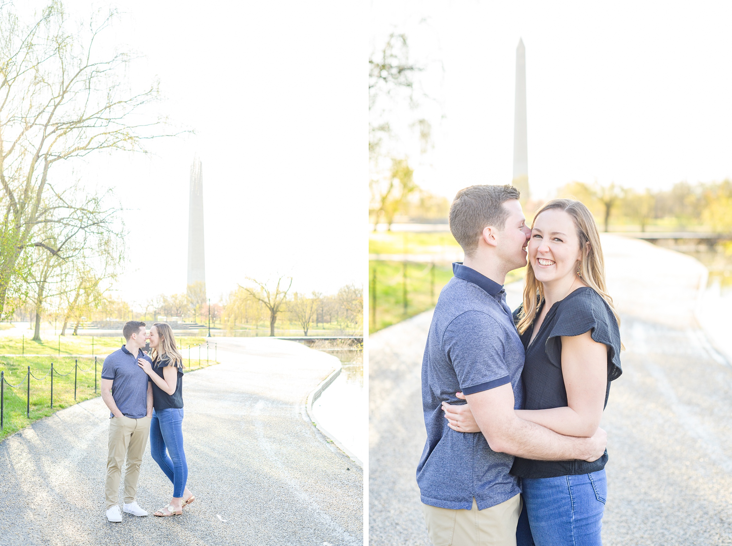 Beautiful engagement session at sunrise in Constitution Gardens in Washington, DC by Maryland Wedding Photographer Cait Kramer Photography