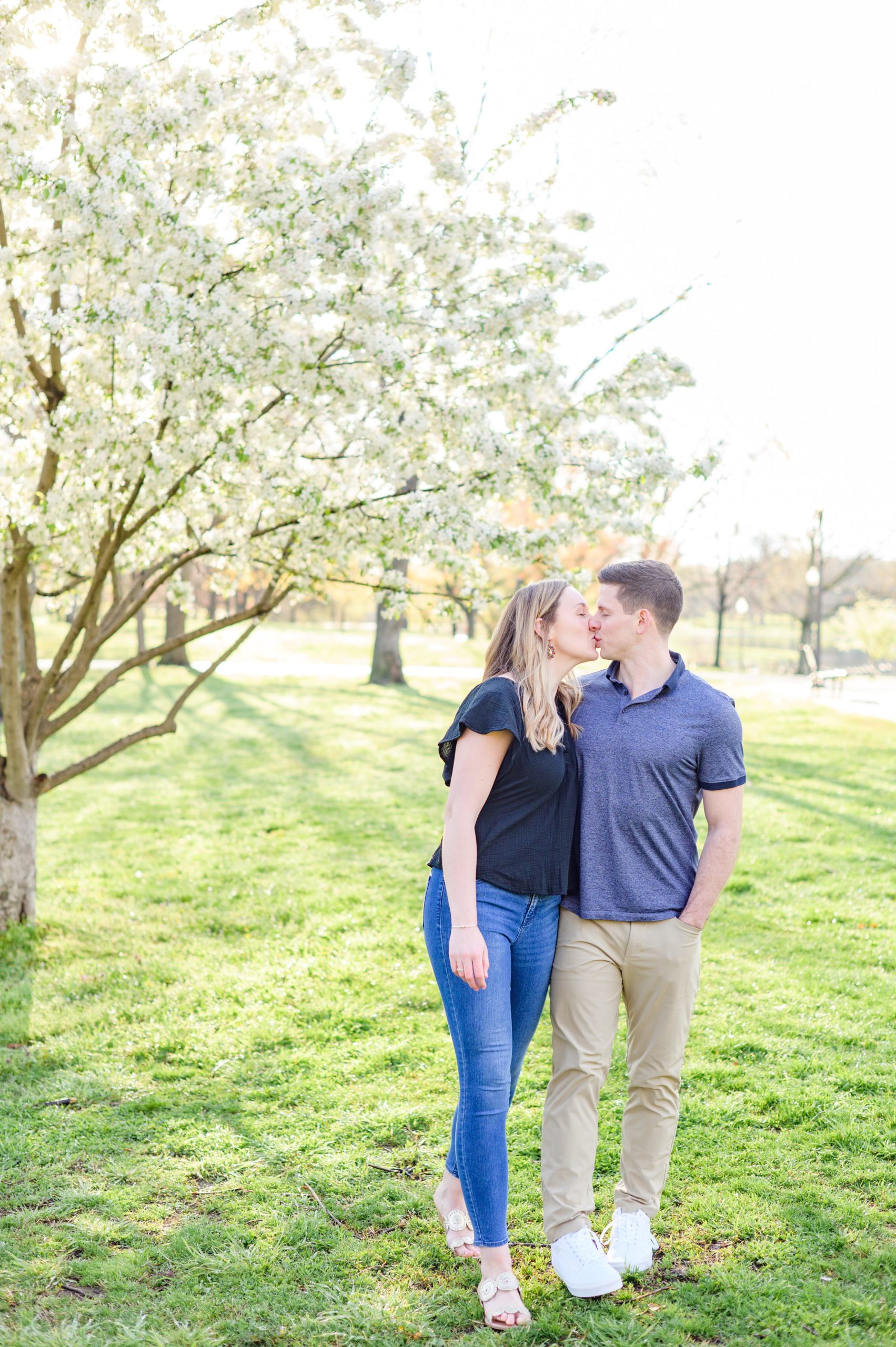 Beautiful engagement session at sunrise in Constitution Gardens in Washington, DC by Maryland Wedding Photographer Cait Kramer Photography