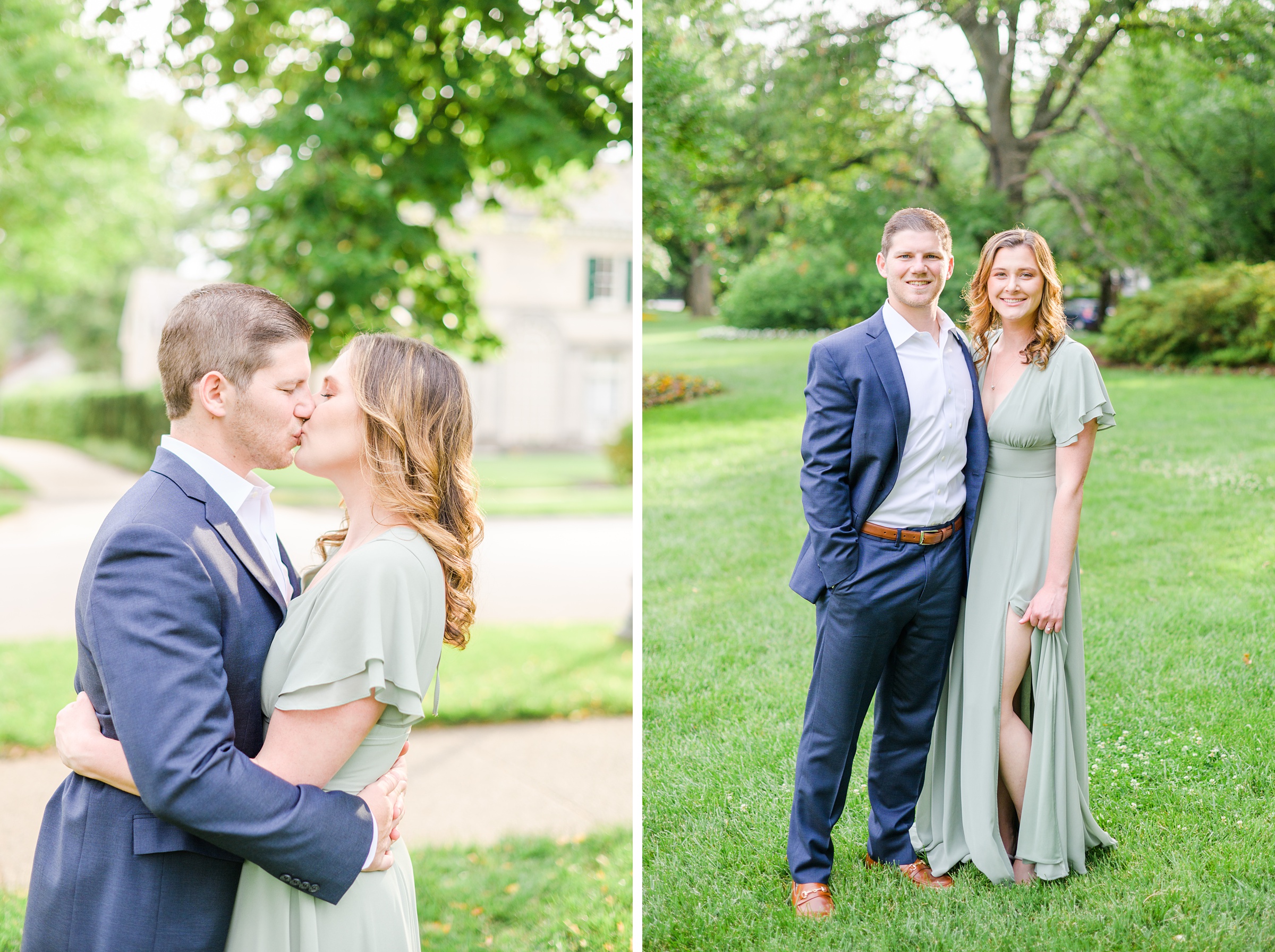 Engaged Couple smiles in Sherwood Gardens engagement session photographed by Maryland Wedding Photographer Cait Kramer Photography