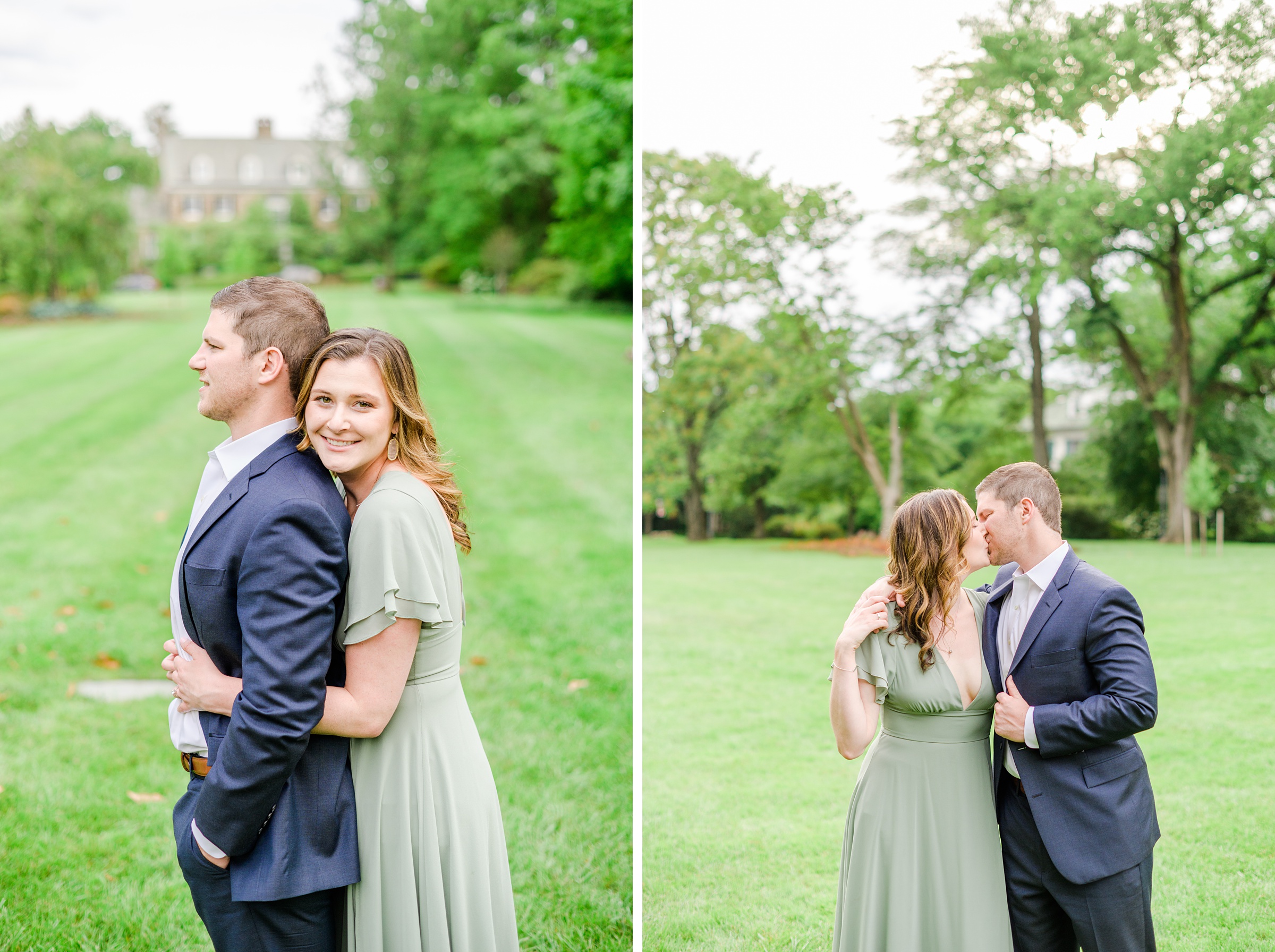 Engaged Couple smiles in Sherwood Gardens engagement session photographed by Maryland Wedding Photographer Cait Kramer Photography