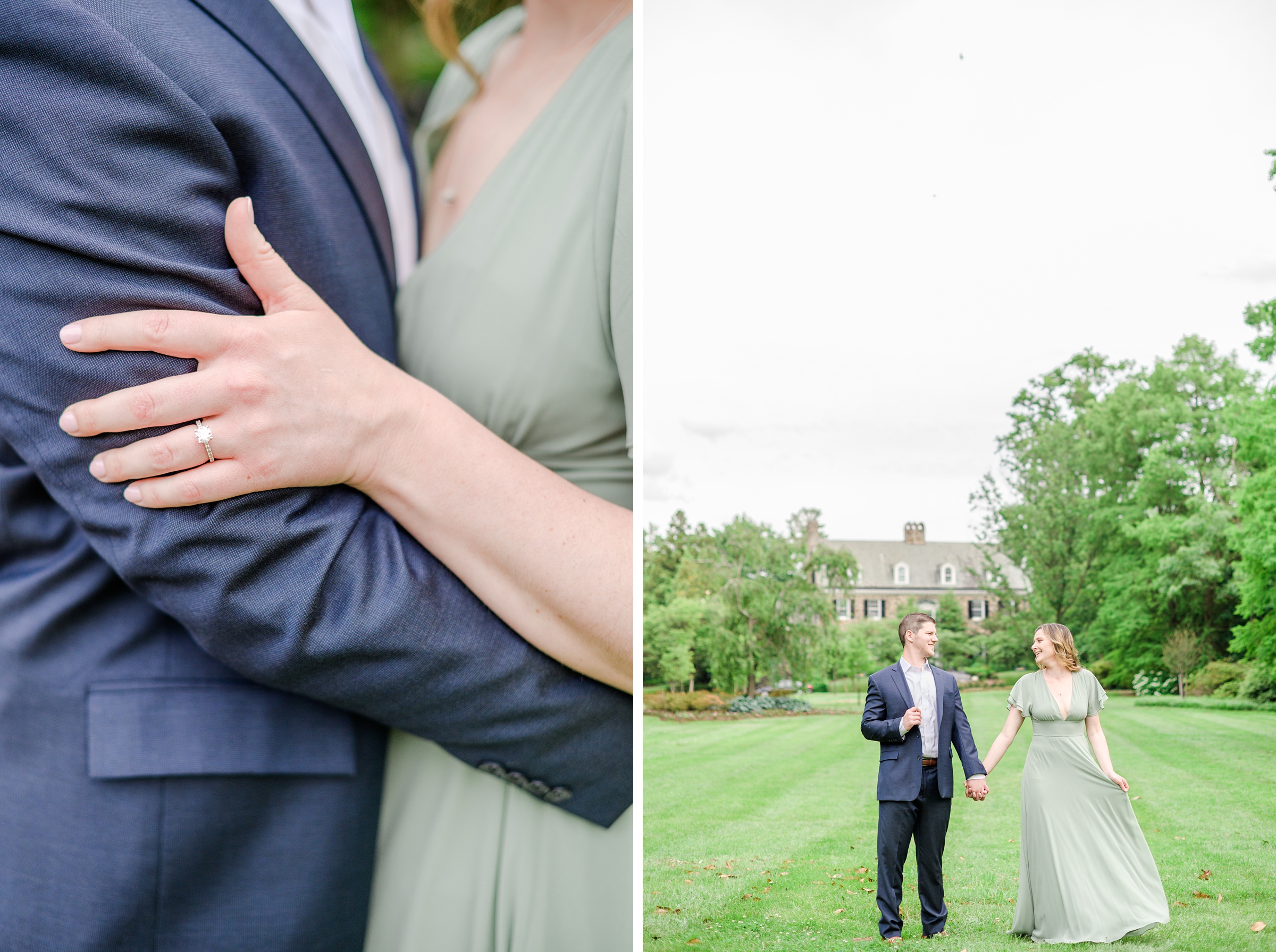 Engaged Couple smiles in Sherwood Gardens engagement session photographed by Maryland Wedding Photographer Cait Kramer Photography