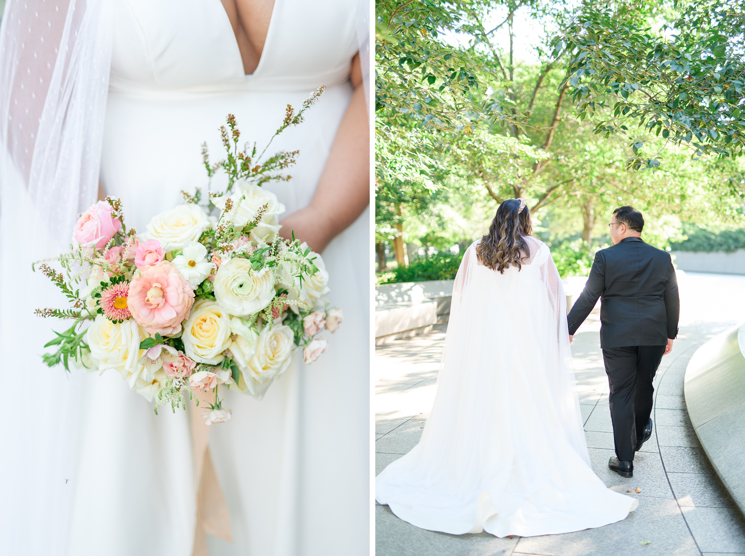 Intimate Fall shades of pink and blue Wedding at the DC War Memorial in Washington DC Photographed by Baltimore Wedding Photographer Cait Kramer Photography