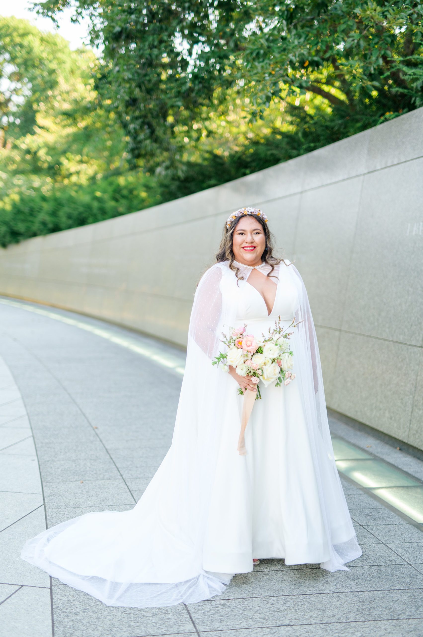 Intimate Fall shades of pink and blue Wedding at the DC War Memorial in Washington DC Photographed by Baltimore Wedding Photographer Cait Kramer Photography