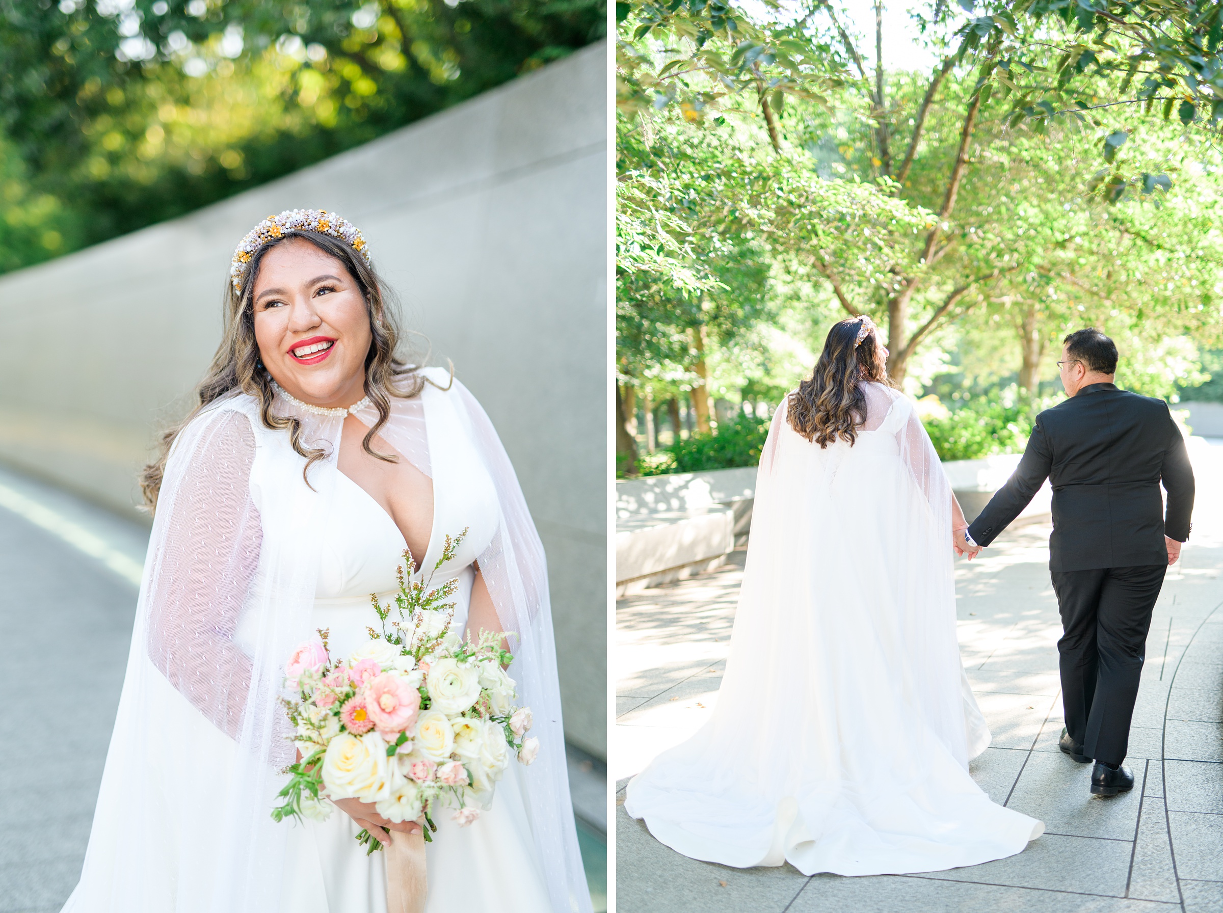 Intimate Fall shades of pink and blue Wedding at the DC War Memorial in Washington DC Photographed by Baltimore Wedding Photographer Cait Kramer Photography