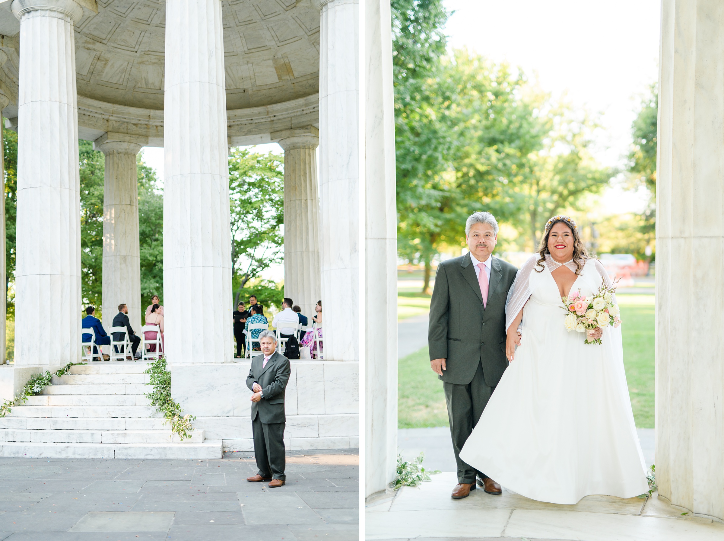 Intimate Fall shades of pink and blue Wedding at the DC War Memorial in Washington DC Photographed by Baltimore Wedding Photographer Cait Kramer Photography