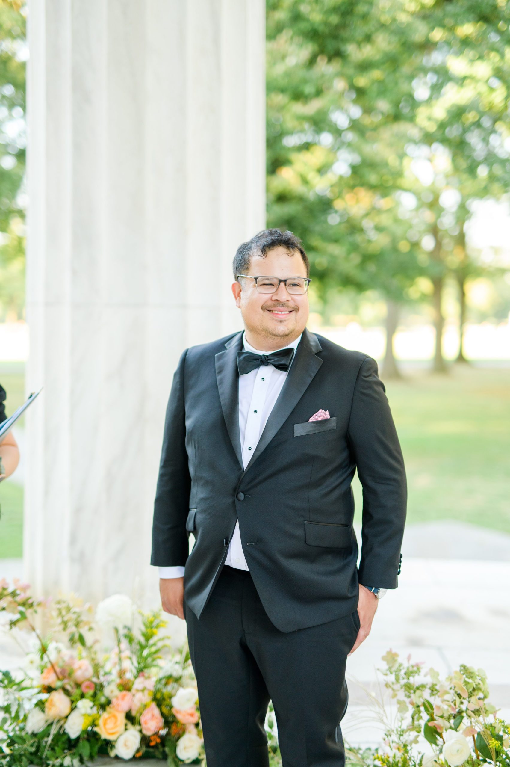 Intimate Fall shades of pink and blue Wedding at the DC War Memorial in Washington DC Photographed by Baltimore Wedding Photographer Cait Kramer Photography