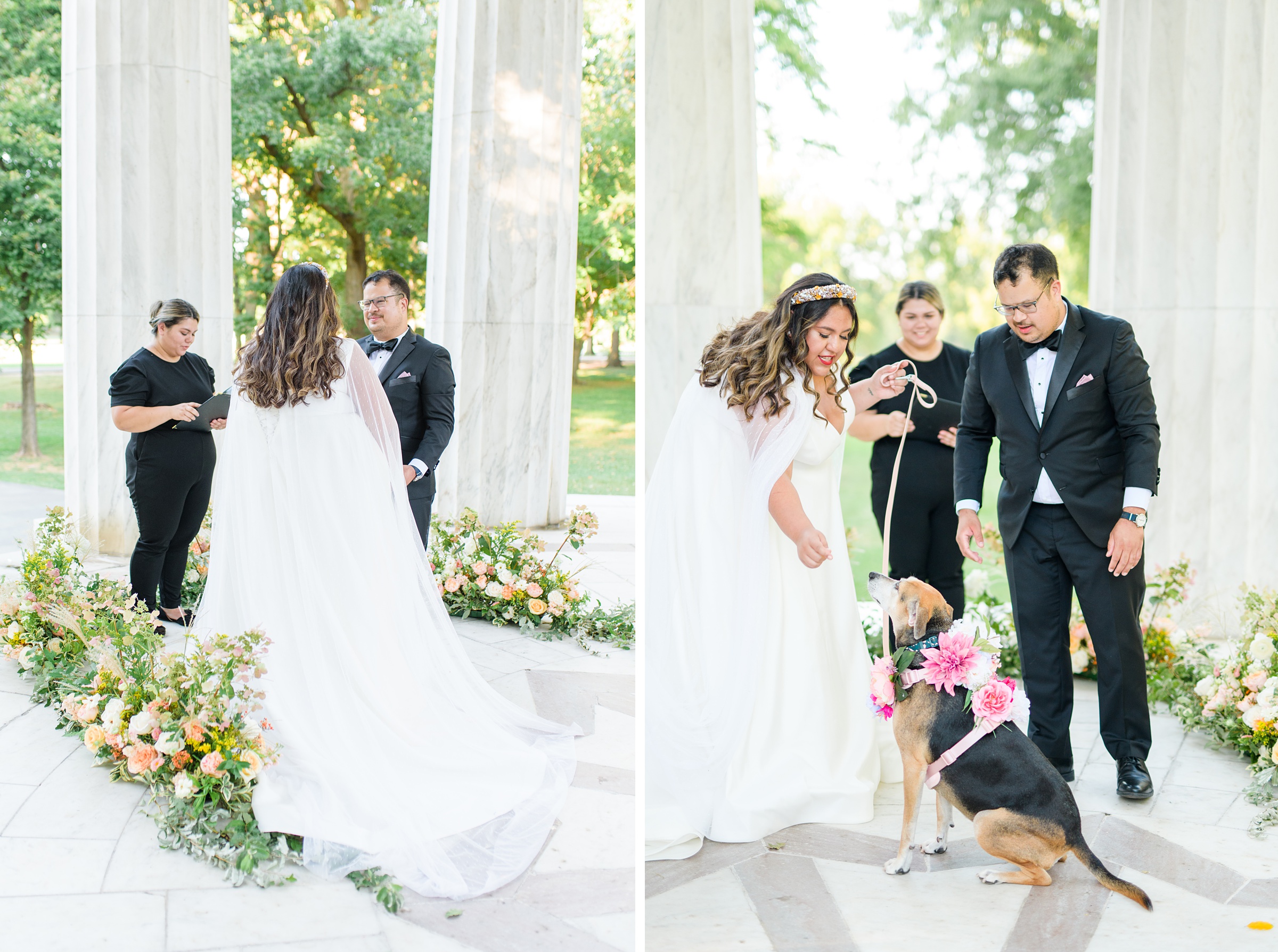 Intimate Fall shades of pink and blue Wedding at the DC War Memorial in Washington DC Photographed by Baltimore Wedding Photographer Cait Kramer Photography