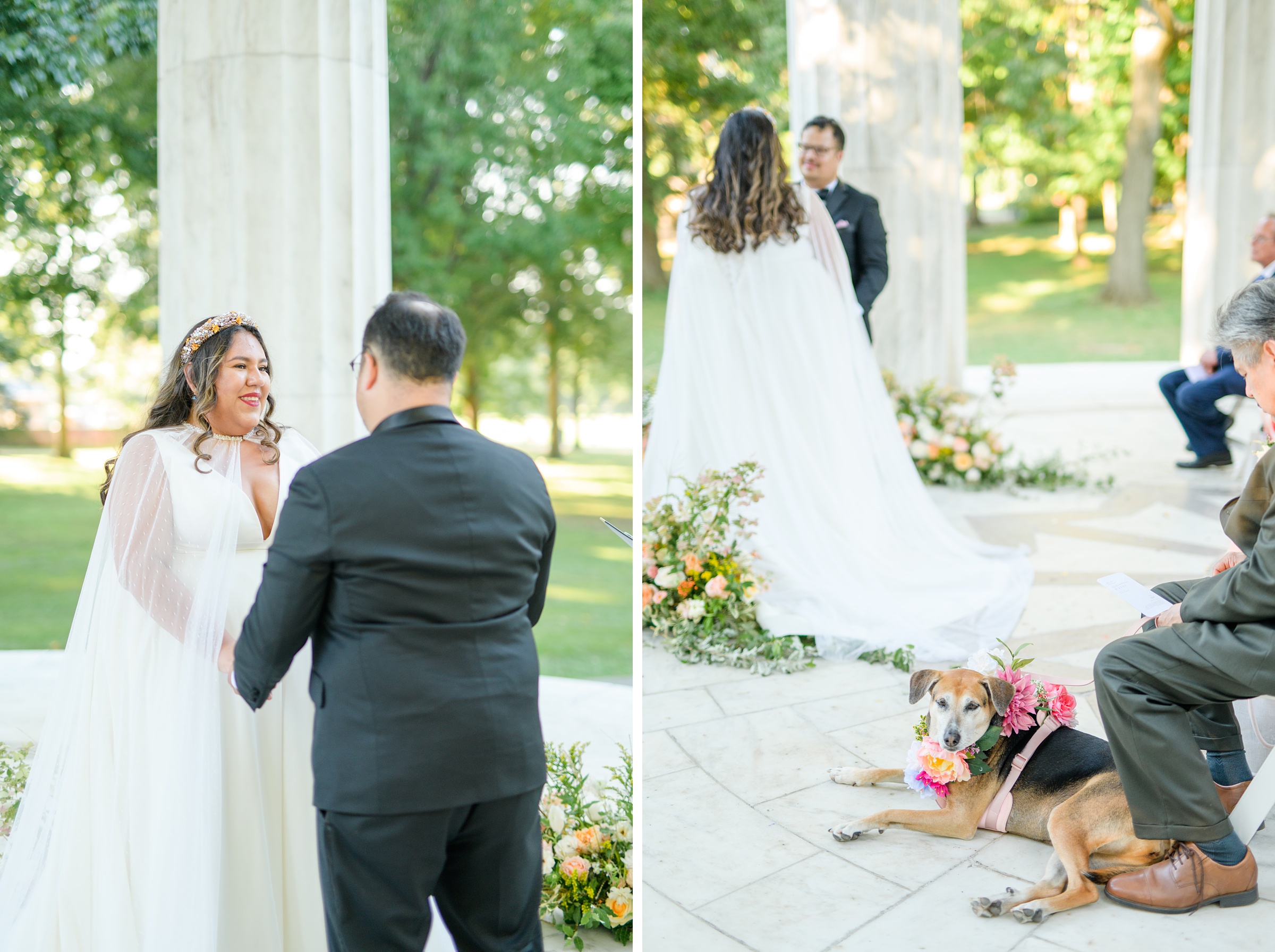 Intimate Fall shades of pink and blue Wedding at the DC War Memorial in Washington DC Photographed by Baltimore Wedding Photographer Cait Kramer Photography
