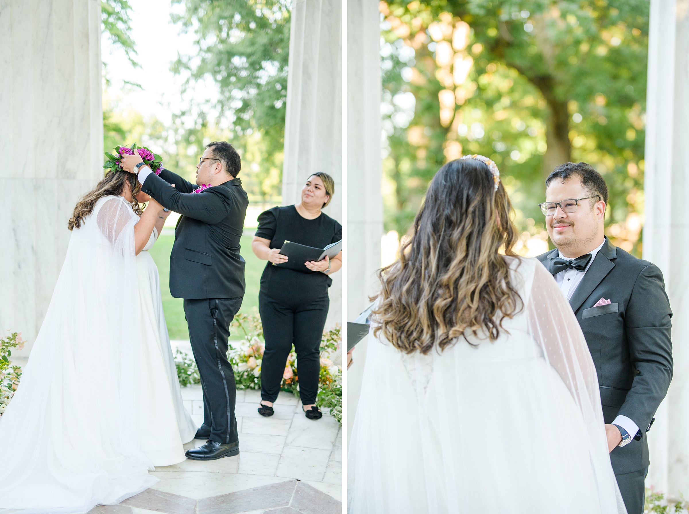 Intimate Fall shades of pink and blue Wedding at the DC War Memorial in Washington DC Photographed by Baltimore Wedding Photographer Cait Kramer Photography