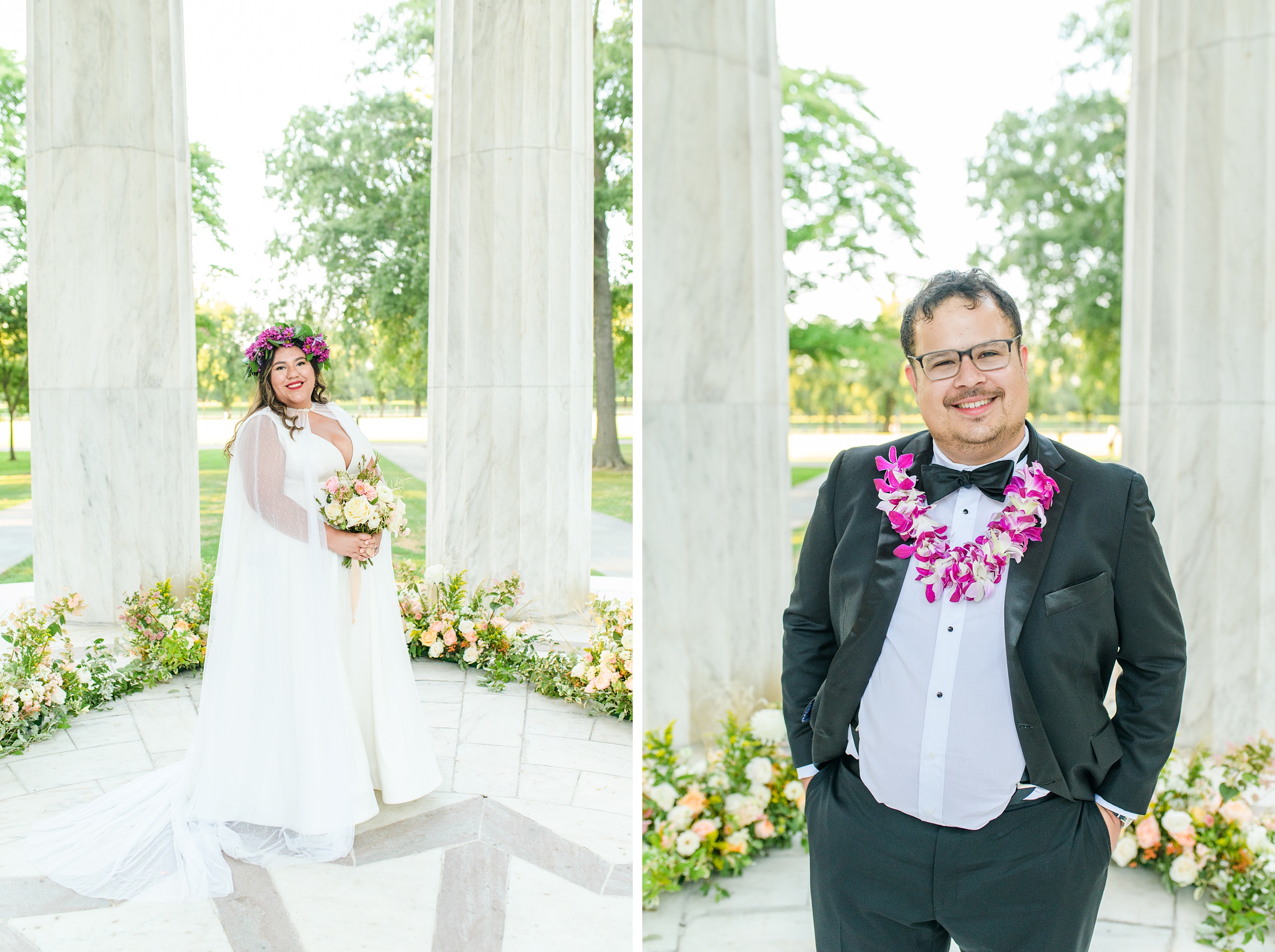 Intimate Fall shades of pink and blue Wedding at the DC War Memorial in Washington DC Photographed by Baltimore Wedding Photographer Cait Kramer Photography