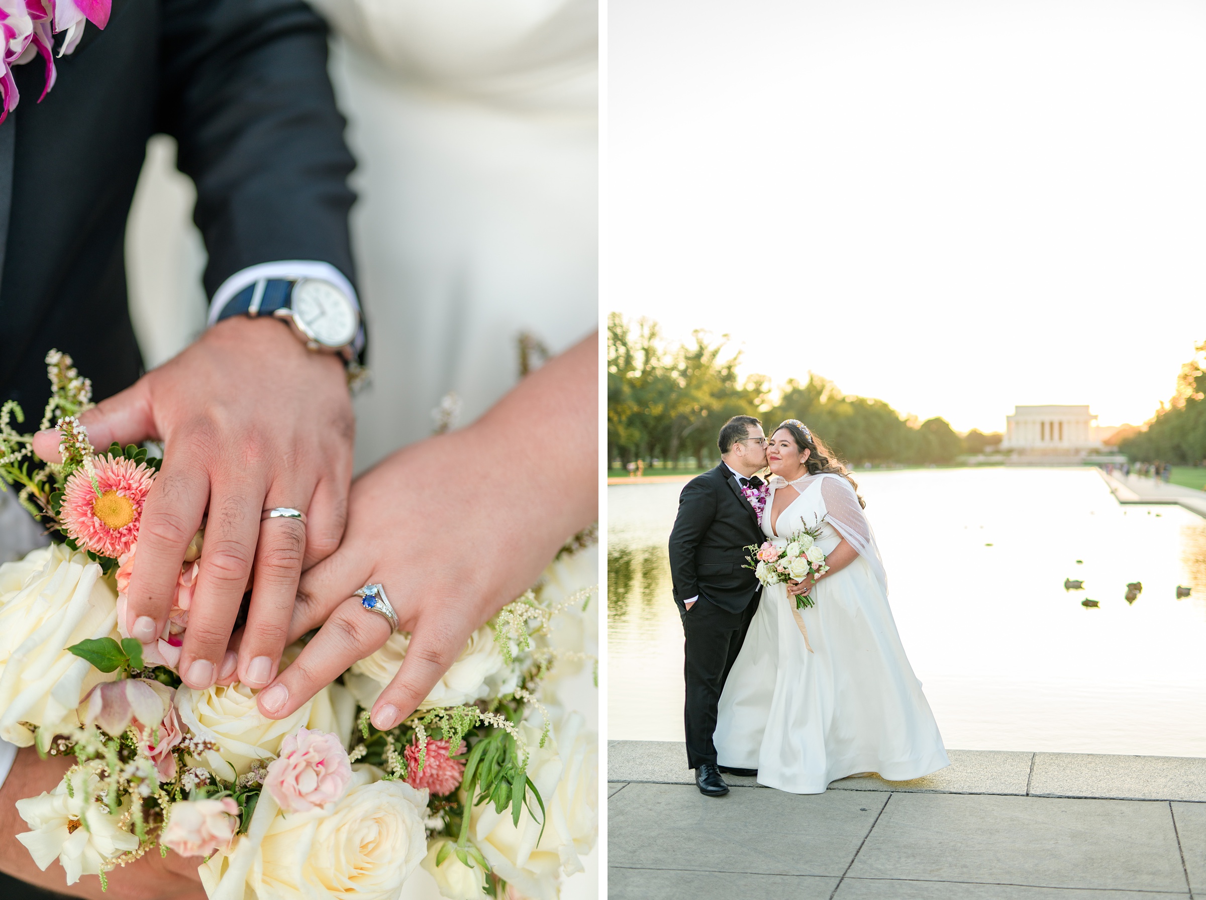 Intimate Fall shades of pink and blue Wedding at the DC War Memorial in Washington DC Photographed by Baltimore Wedding Photographer Cait Kramer Photography