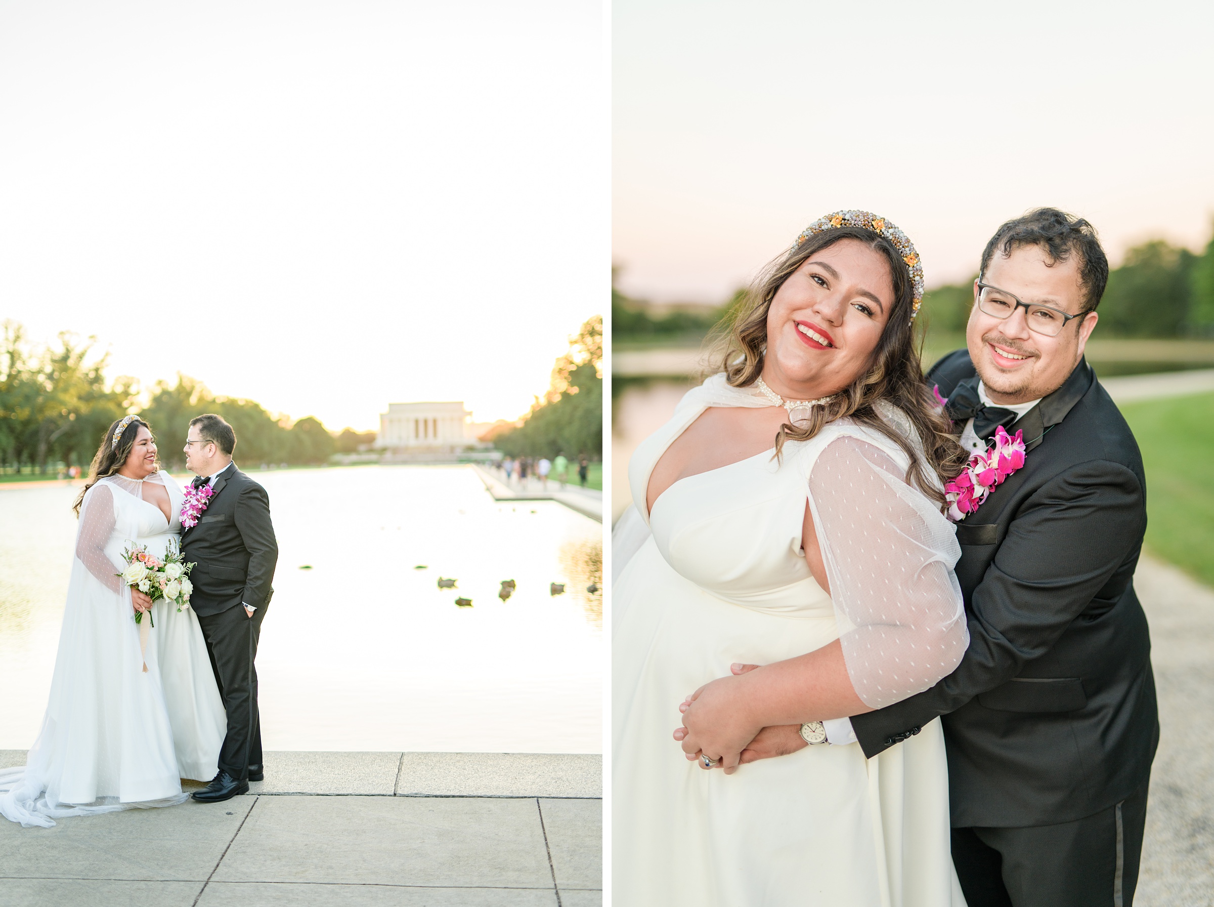 Intimate Fall shades of pink and blue Wedding at the DC War Memorial in Washington DC Photographed by Baltimore Wedding Photographer Cait Kramer Photography