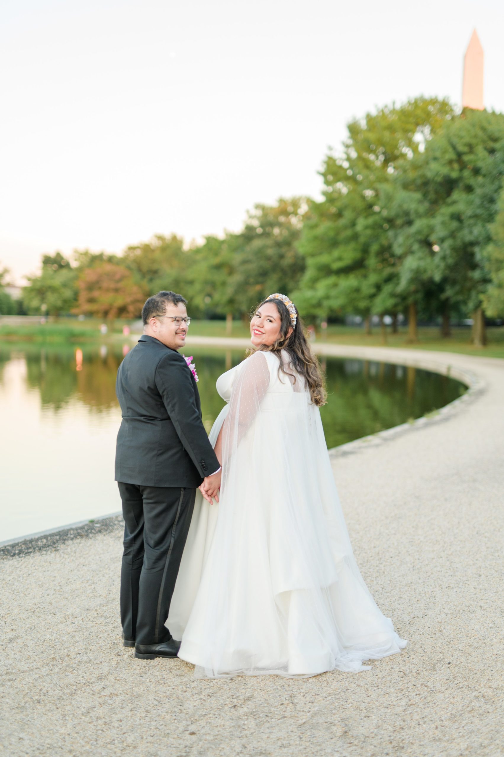 Intimate Fall shades of pink and blue Wedding at the DC War Memorial in Washington DC Photographed by Baltimore Wedding Photographer Cait Kramer Photography