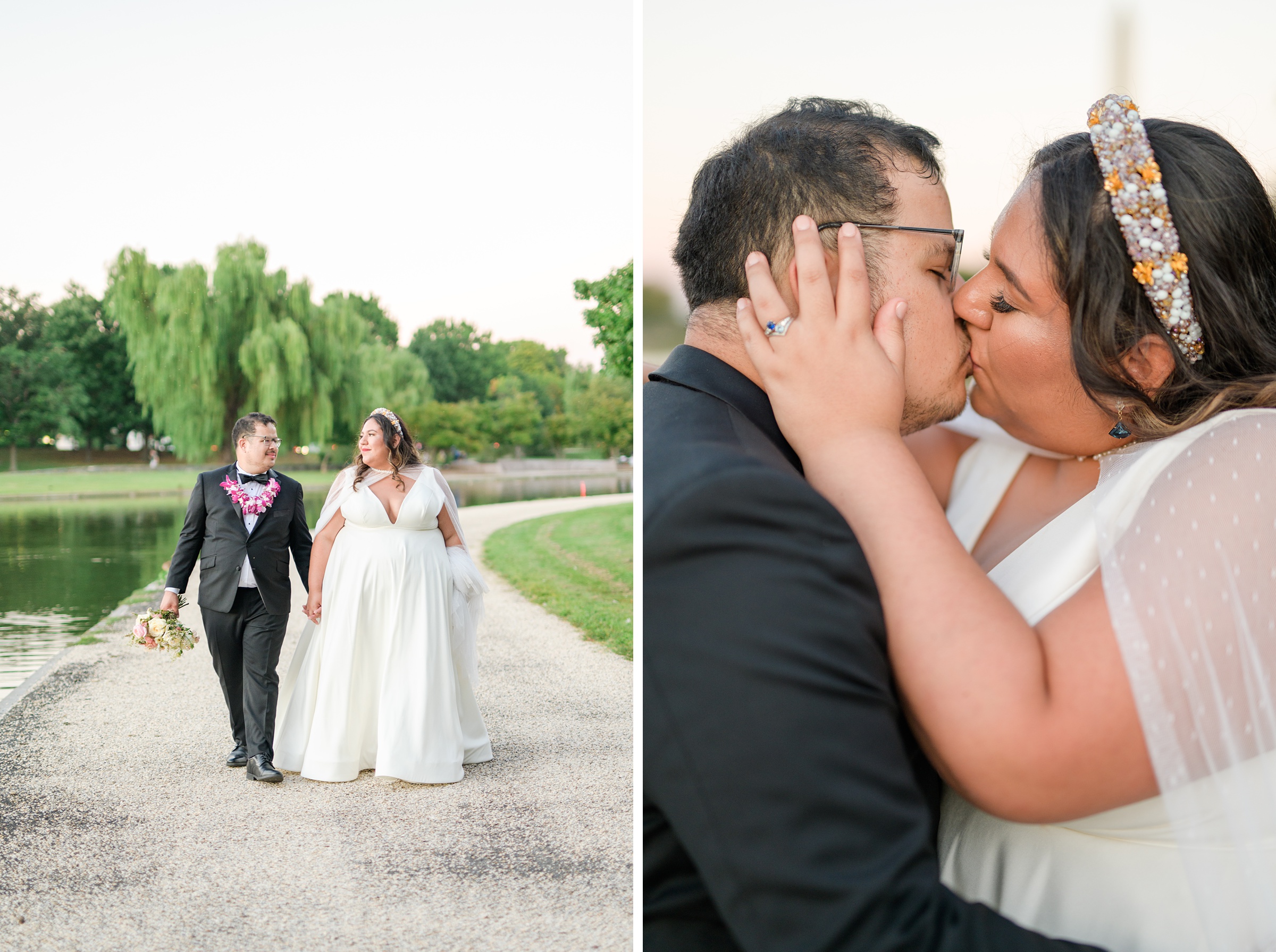 Intimate Fall shades of pink and blue Wedding at the DC War Memorial in Washington DC Photographed by Baltimore Wedding Photographer Cait Kramer Photography