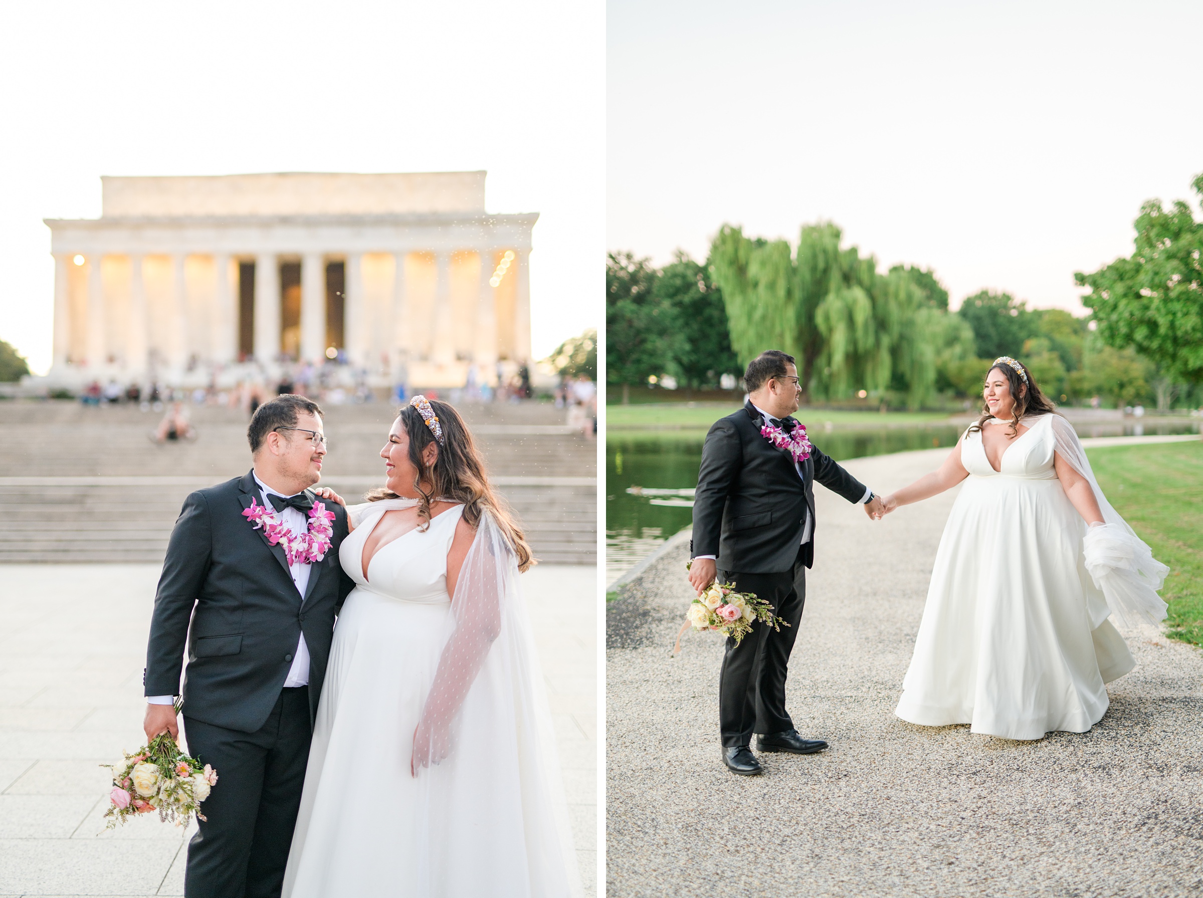 Intimate Fall shades of pink and blue Wedding at the DC War Memorial in Washington DC Photographed by Baltimore Wedding Photographer Cait Kramer Photography