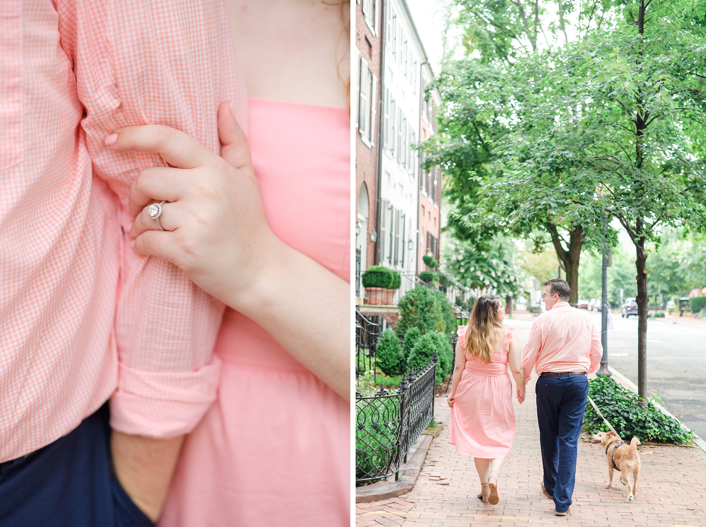 Engaged couple smiles in Georgetown, Washington, DC during engagement session photographed by Baltimore wedding photographer, Cait Kramer Photography