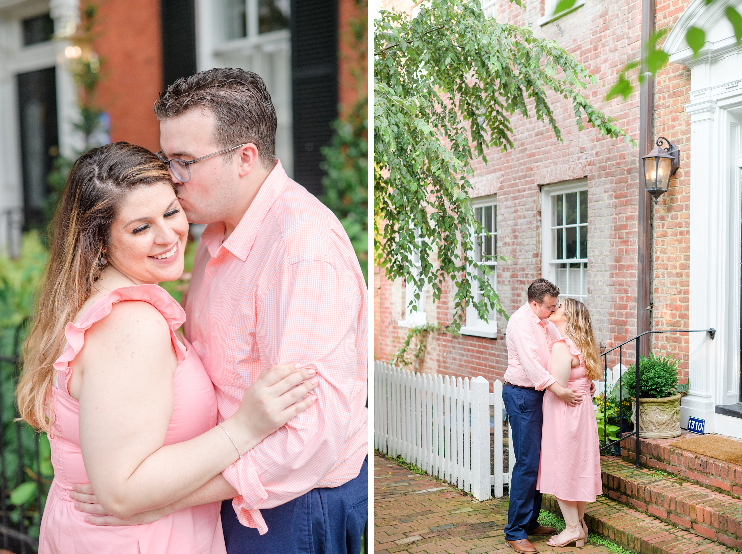 Engaged couple smiles in Georgetown, Washington, DC during engagement session photographed by Baltimore wedding photographer, Cait Kramer Photography