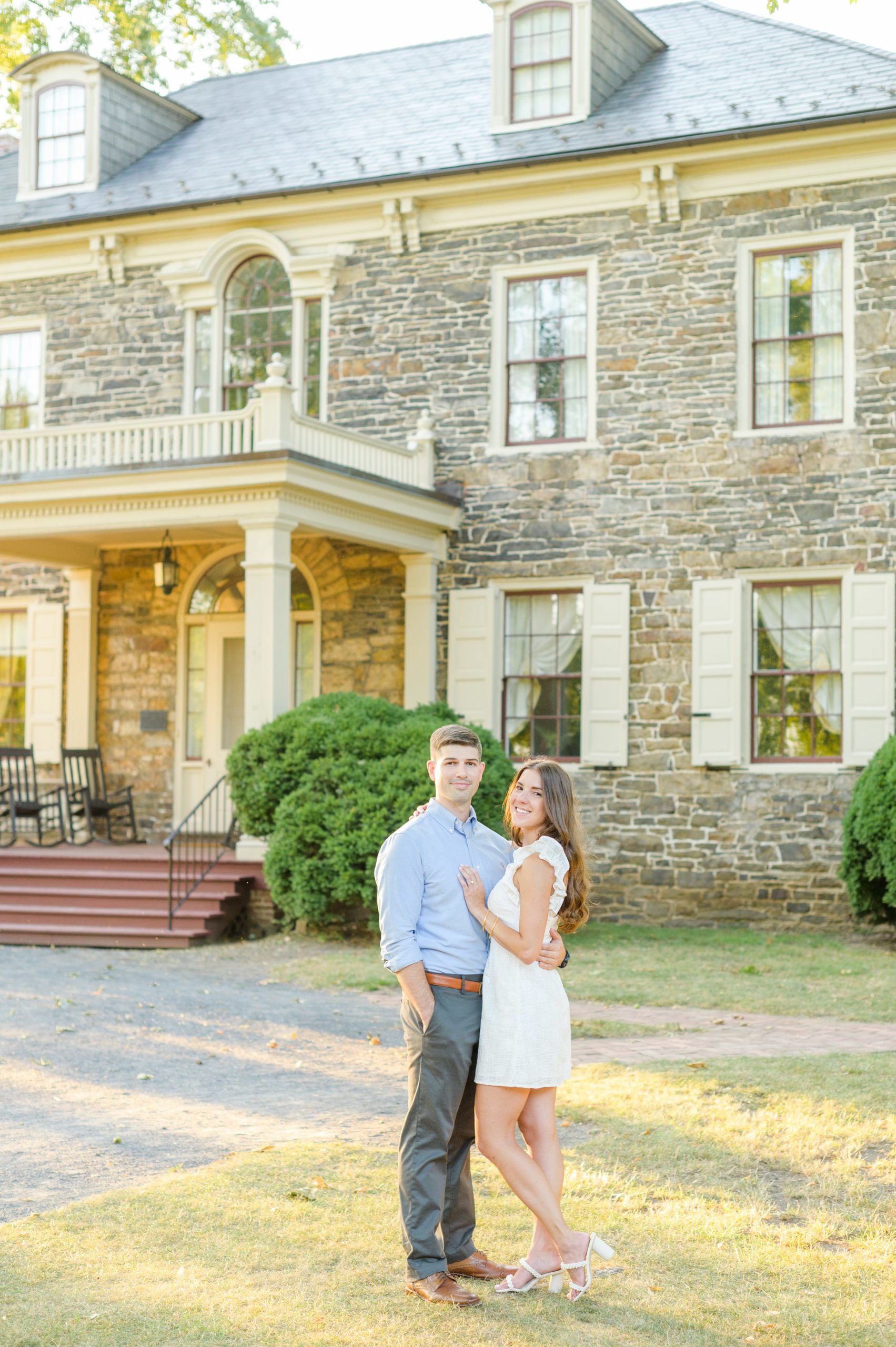 Engaged couple at a local park for their summer engagement session at Fort Hunter Mansion and Park in Harrisburg, Pennsylvania photographed by Baltimore Wedding Photographer Cait Kramer Photography