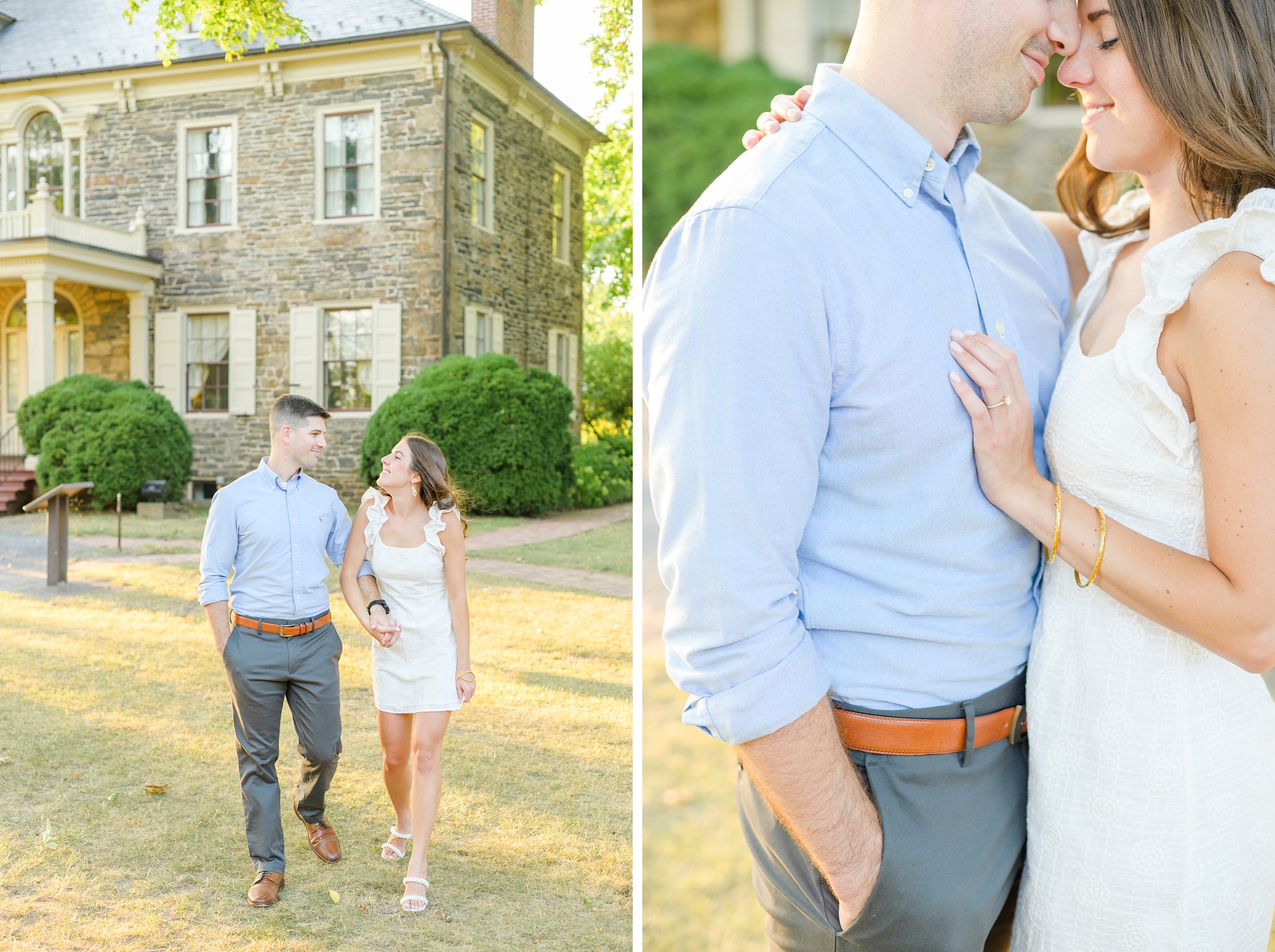 Engaged couple at a local park for their summer engagement session at Fort Hunter Mansion and Park in Harrisburg, Pennsylvania photographed by Baltimore Wedding Photographer Cait Kramer Photography