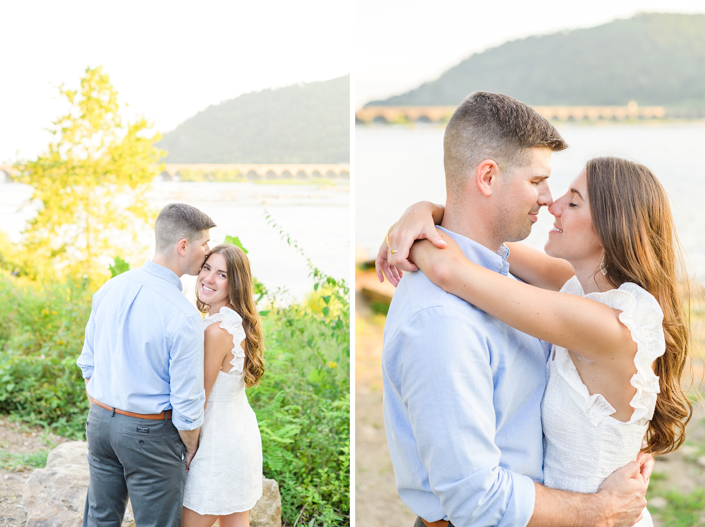 Engaged couple at a local park for their summer engagement session at Fort Hunter Mansion and Park in Harrisburg, Pennsylvania photographed by Baltimore Wedding Photographer Cait Kramer Photography