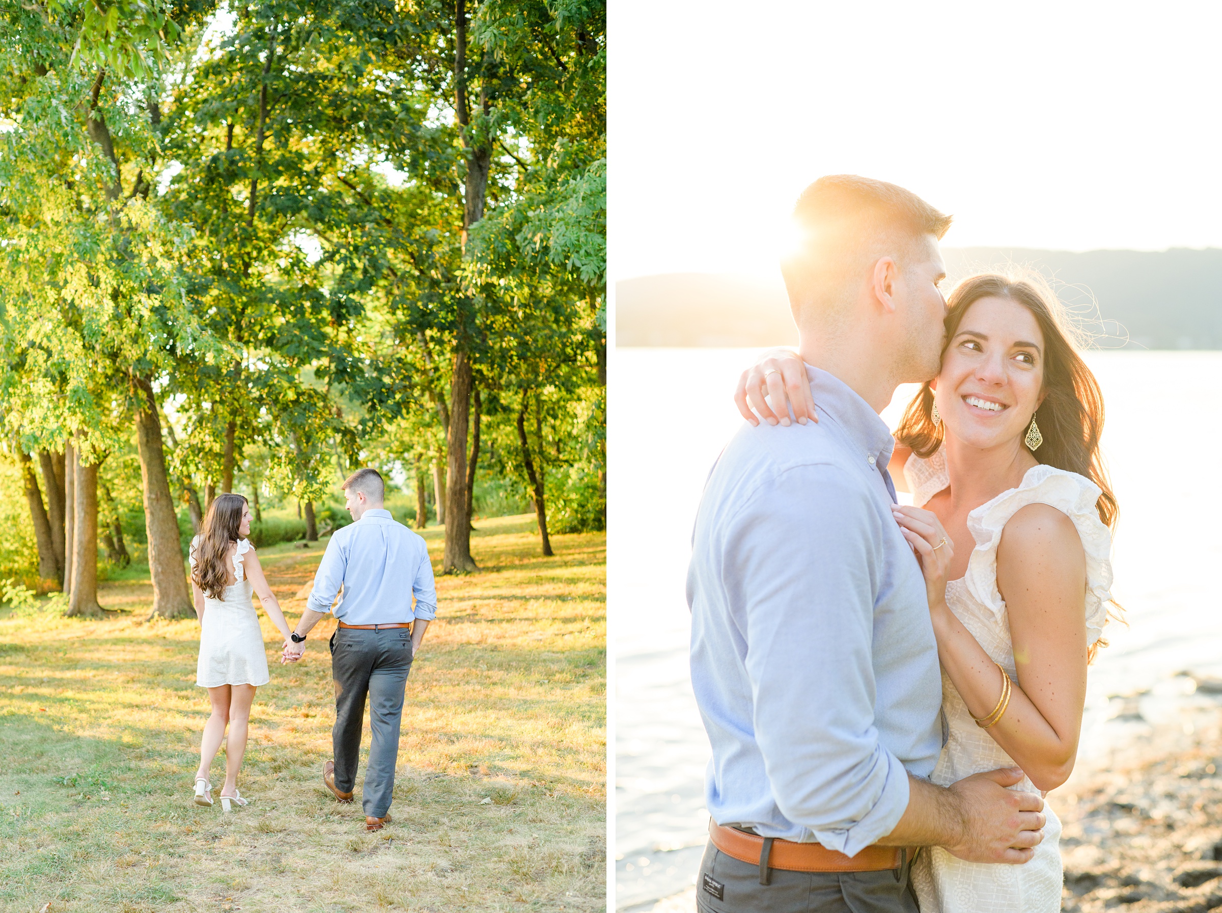 Engaged couple at a local park for their summer engagement session at Fort Hunter Mansion and Park in Harrisburg, Pennsylvania photographed by Baltimore Wedding Photographer Cait Kramer Photography