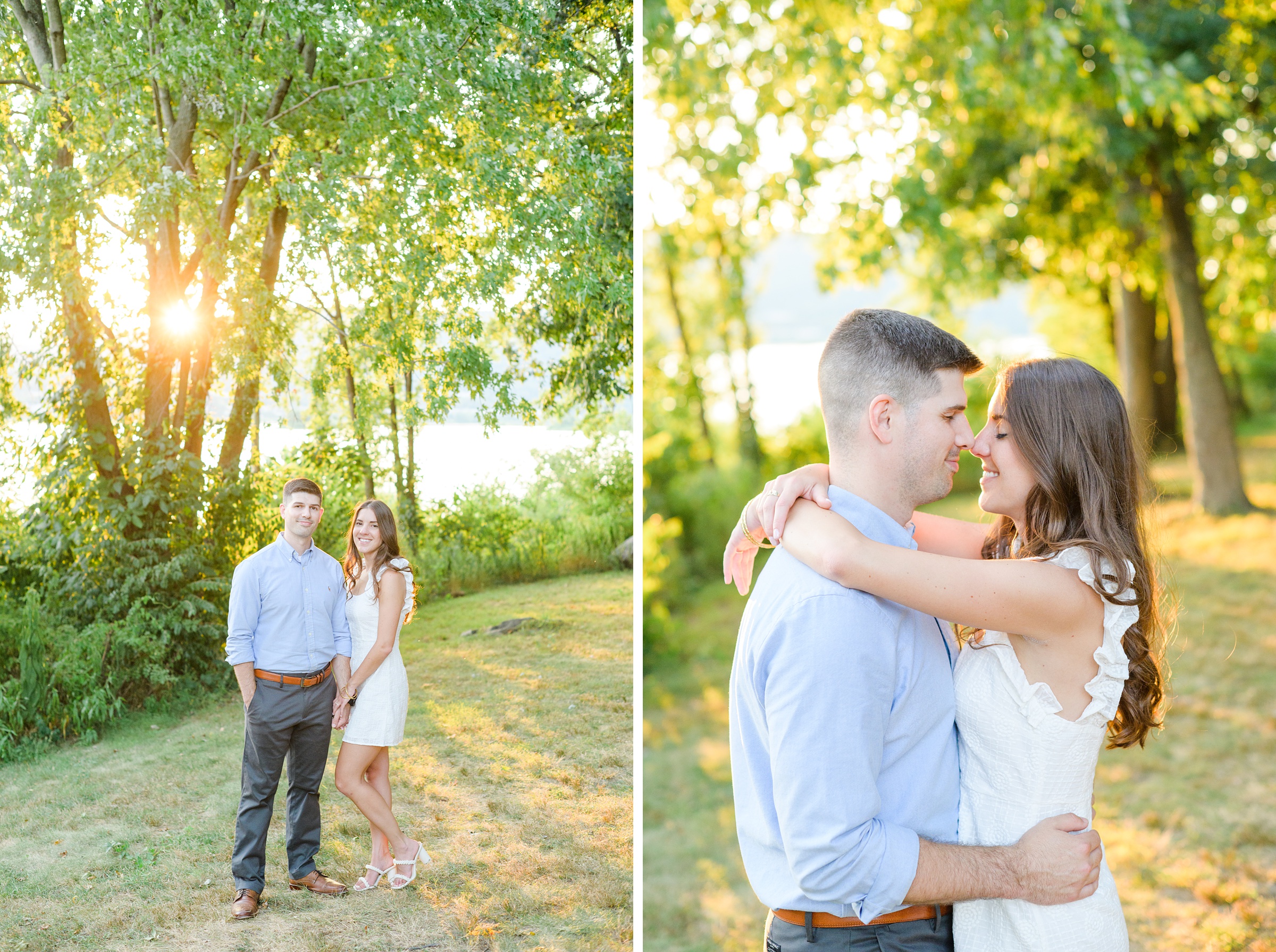 Engaged couple at a local park for their summer engagement session at Fort Hunter Mansion and Park in Harrisburg, Pennsylvania photographed by Baltimore Wedding Photographer Cait Kramer Photography