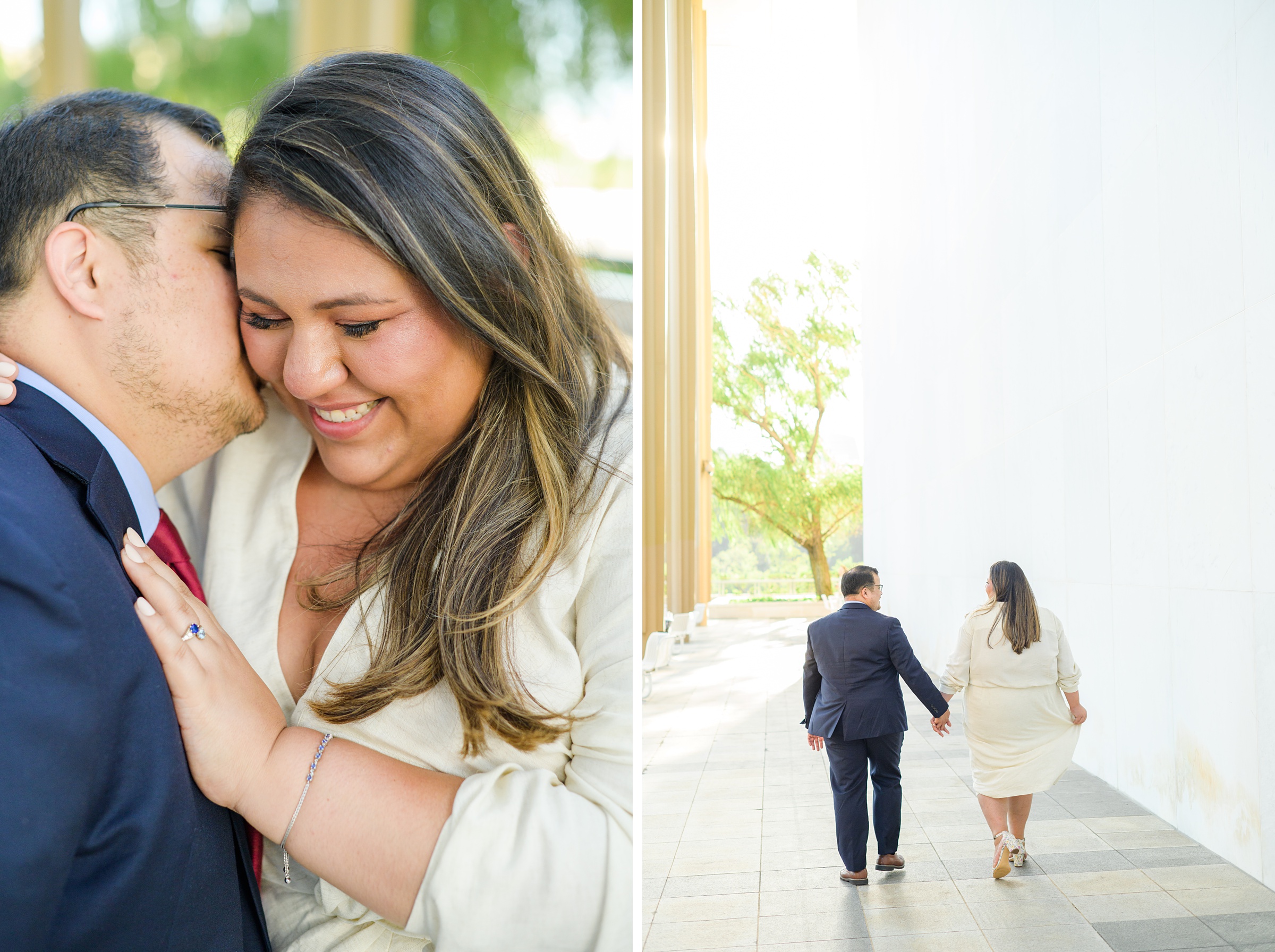 Engaged couple at the Kennedy Center for their summer engagement session Washington, D.C. photographed by Baltimore Wedding Photographer Cait Kramer Photography