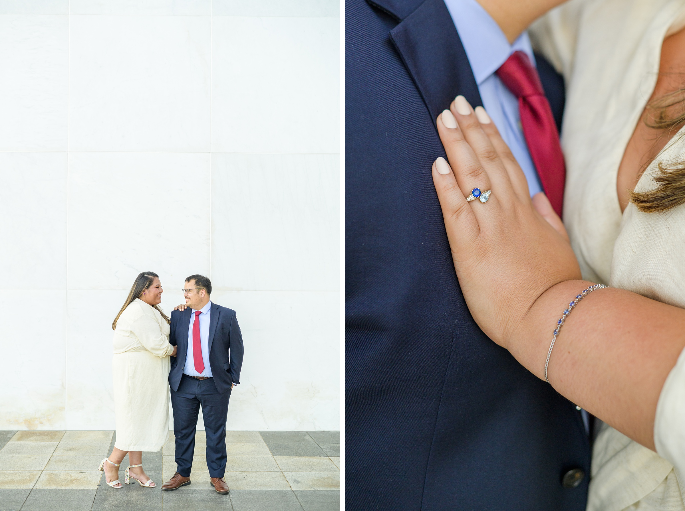 Engaged couple at the Kennedy Center for their summer engagement session Washington, D.C. photographed by Baltimore Wedding Photographer Cait Kramer Photography