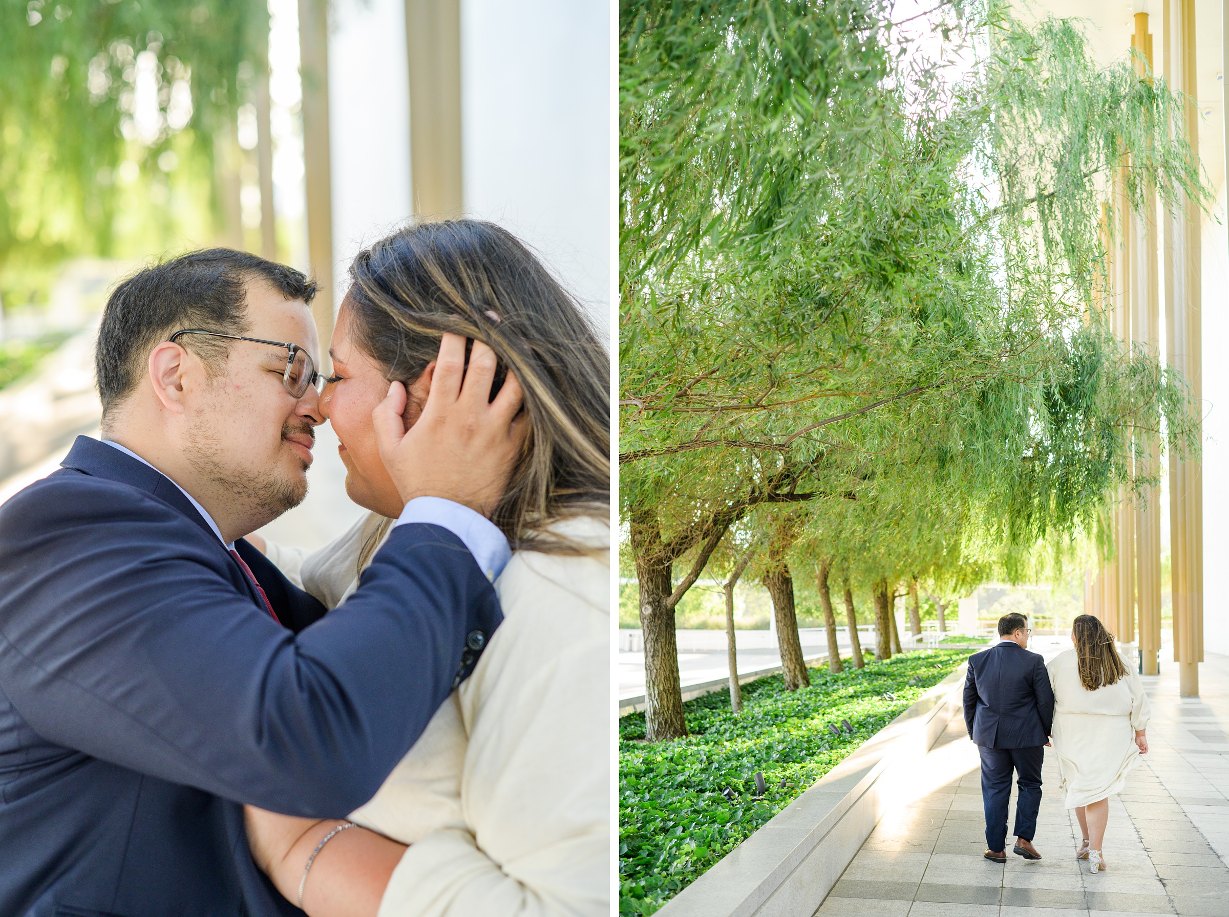 Engaged couple at the Kennedy Center for their summer engagement session Washington, D.C. photographed by Baltimore Wedding Photographer Cait Kramer Photography